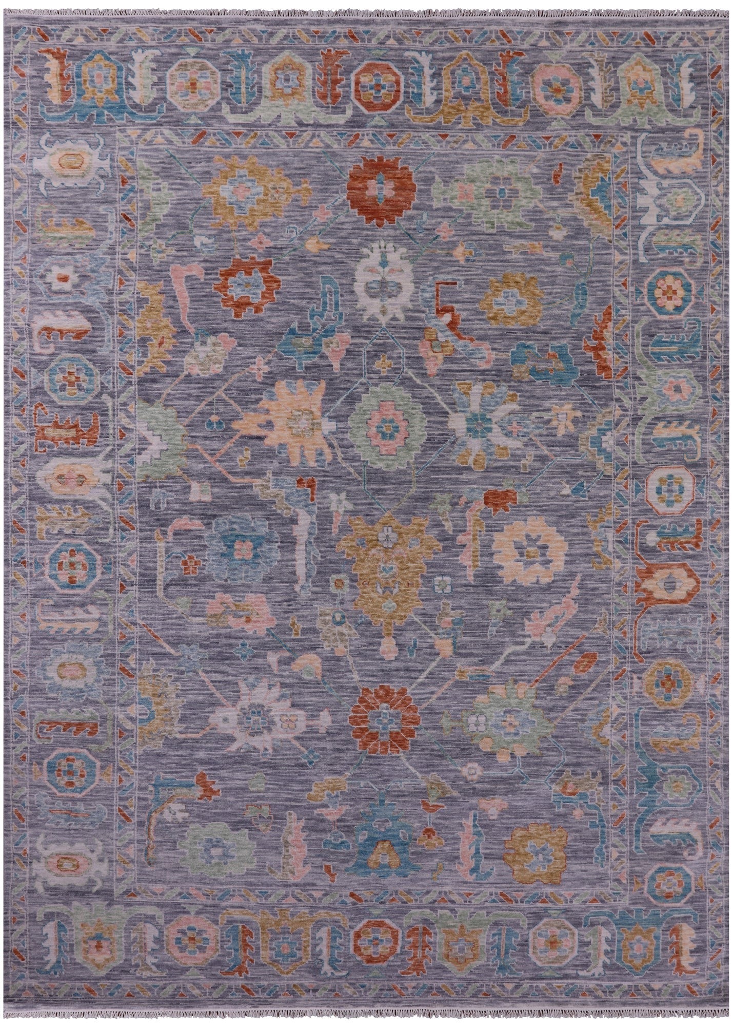 Grey Turkish Oushak Hand Knotted Wool Rug - 10' 1" X 13' 7" - Golden Nile