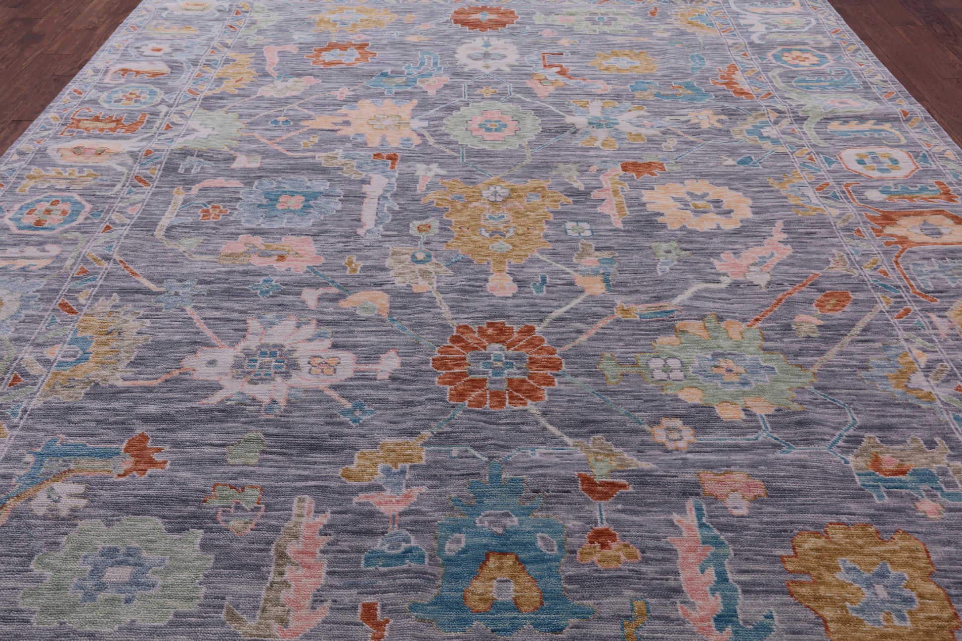Grey Turkish Oushak Hand Knotted Wool Rug - 10' 1" X 13' 7" - Golden Nile