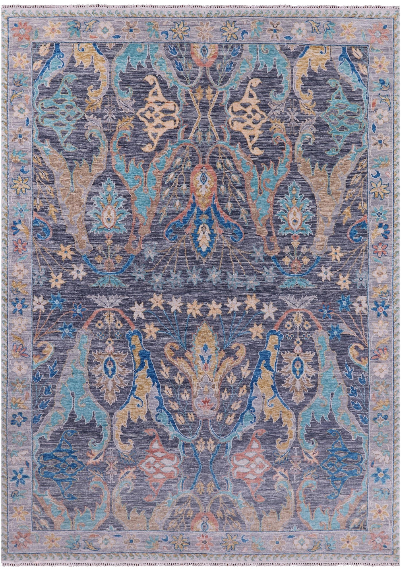 Grey Turkish Oushak Hand Knotted Wool Rug - 10' 1" X 13' 9" - Golden Nile