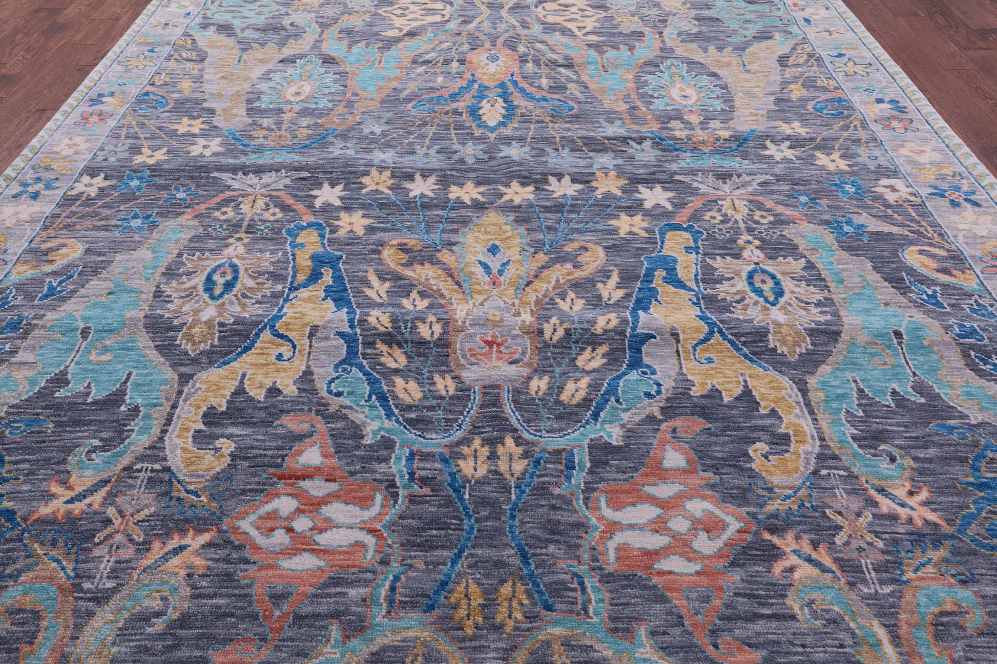 Grey Turkish Oushak Hand Knotted Wool Rug - 10' 1" X 13' 9" - Golden Nile