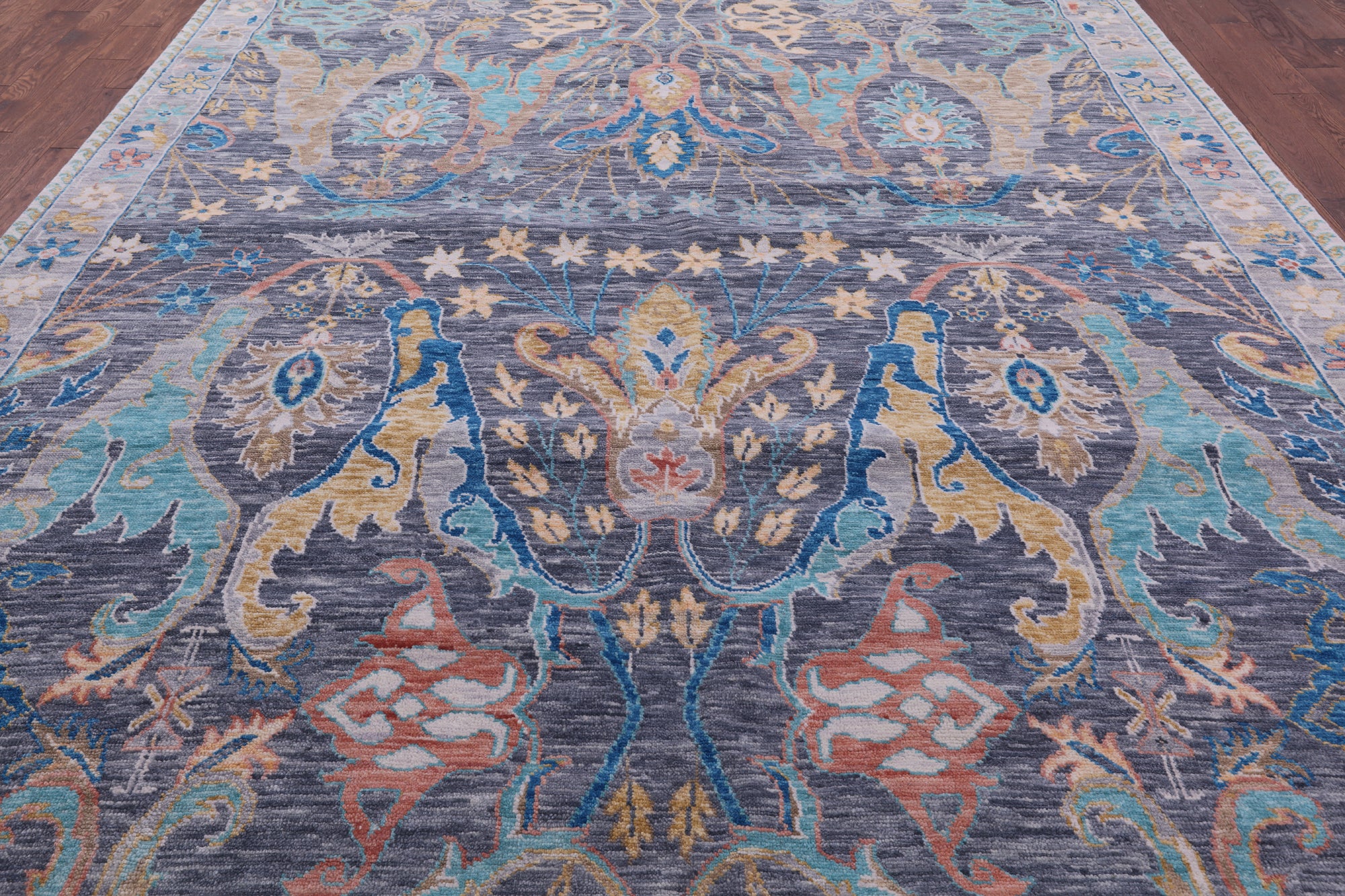 Grey Turkish Oushak Hand Knotted Wool Rug - 10' 1" X 13' 9" - Golden Nile
