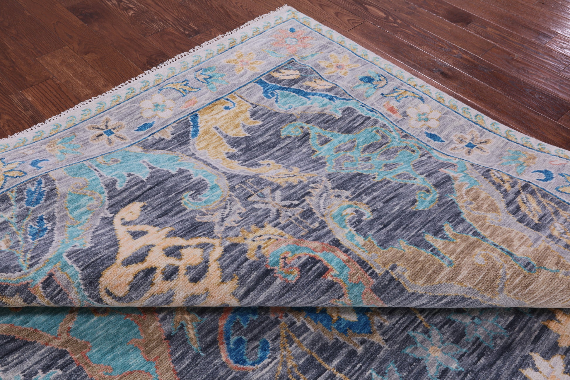 Grey Turkish Oushak Hand Knotted Wool Rug - 10' 1" X 13' 9" - Golden Nile