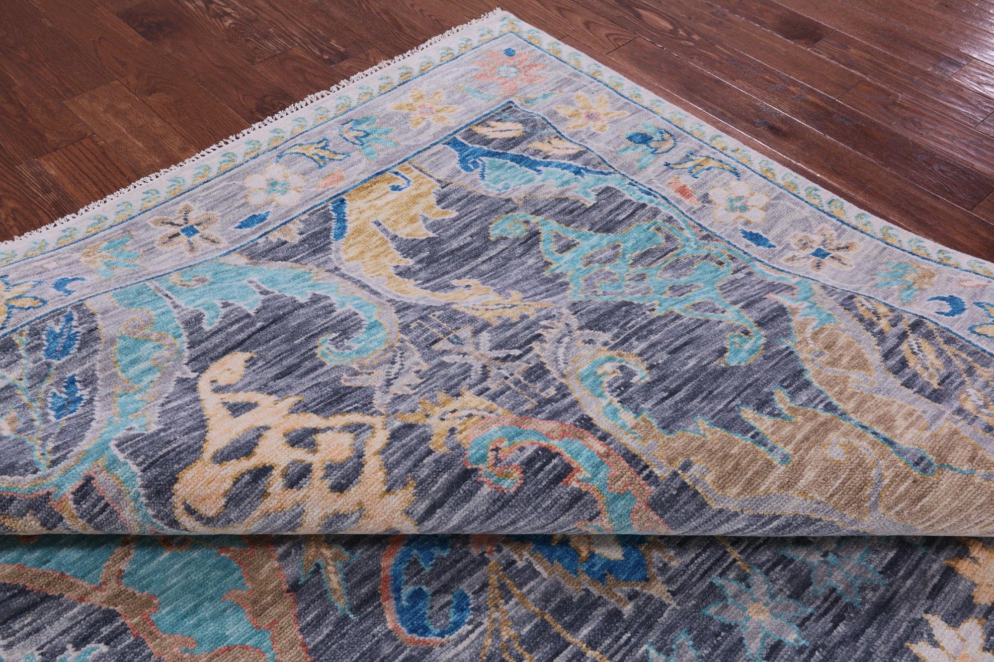 Grey Turkish Oushak Hand Knotted Wool Rug - 10' 1" X 13' 9" - Golden Nile