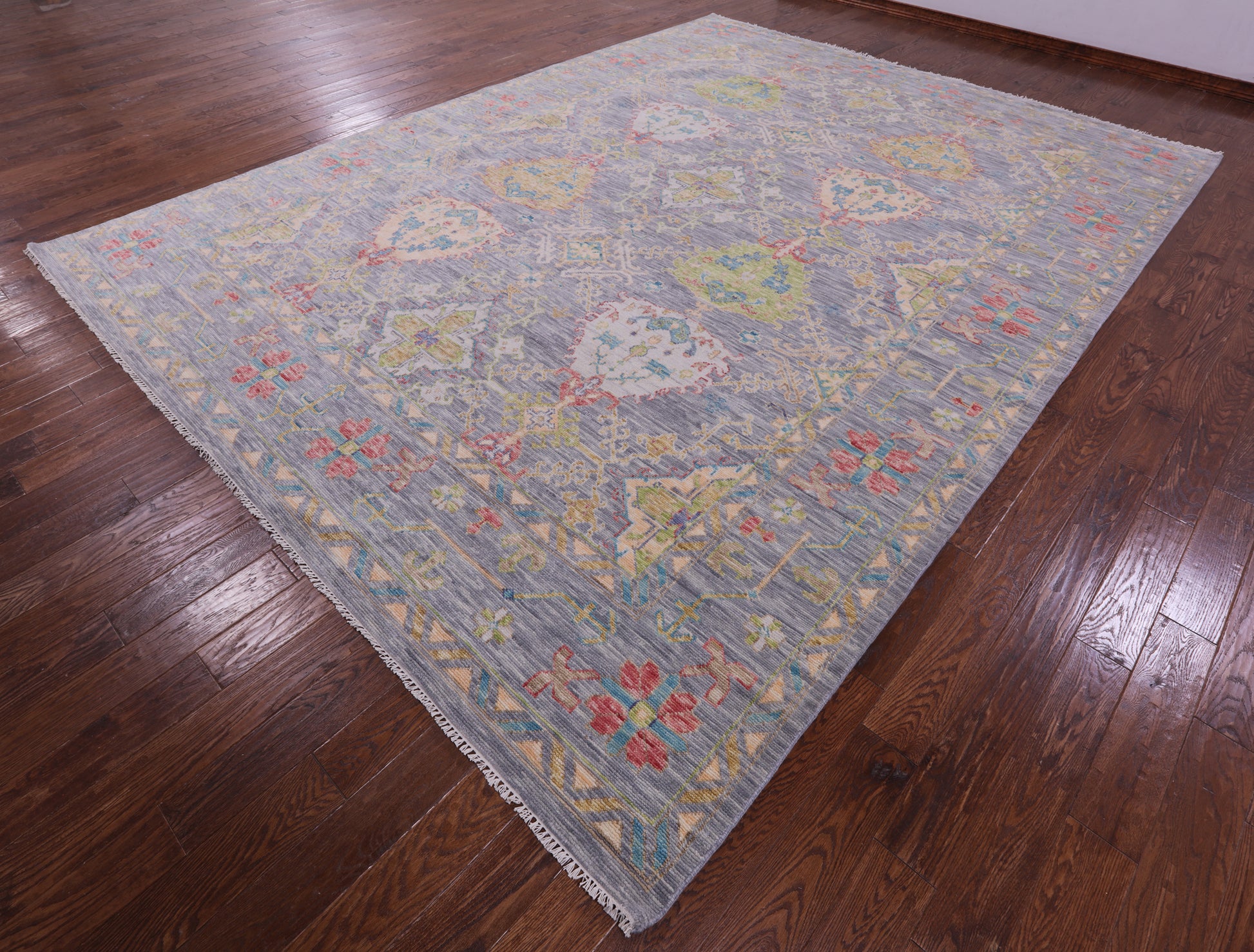 Grey Turkish Oushak Hand Knotted Wool Rug - 10' 4" X 13' 11" - Golden Nile