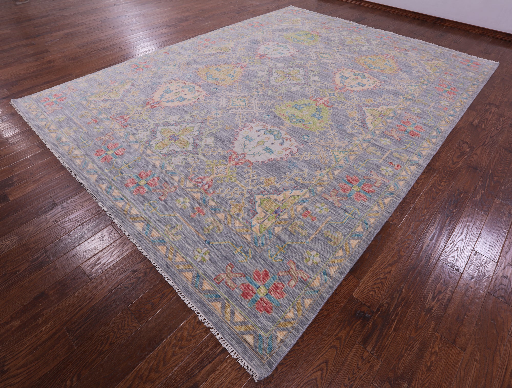 Grey Turkish Oushak Hand Knotted Wool Rug - 10' 4" X 13' 11" - Golden Nile