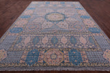 Grey Geometric Persian Mamluk Hand Knotted Wool Rug - 10' 2" X 14' 1" - Golden Nile