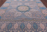 Grey Geometric Persian Mamluk Hand Knotted Wool Rug - 10' 2" X 14' 1" - Golden Nile