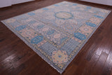 Grey Geometric Persian Mamluk Hand Knotted Wool Rug - 10' 2" X 14' 1" - Golden Nile