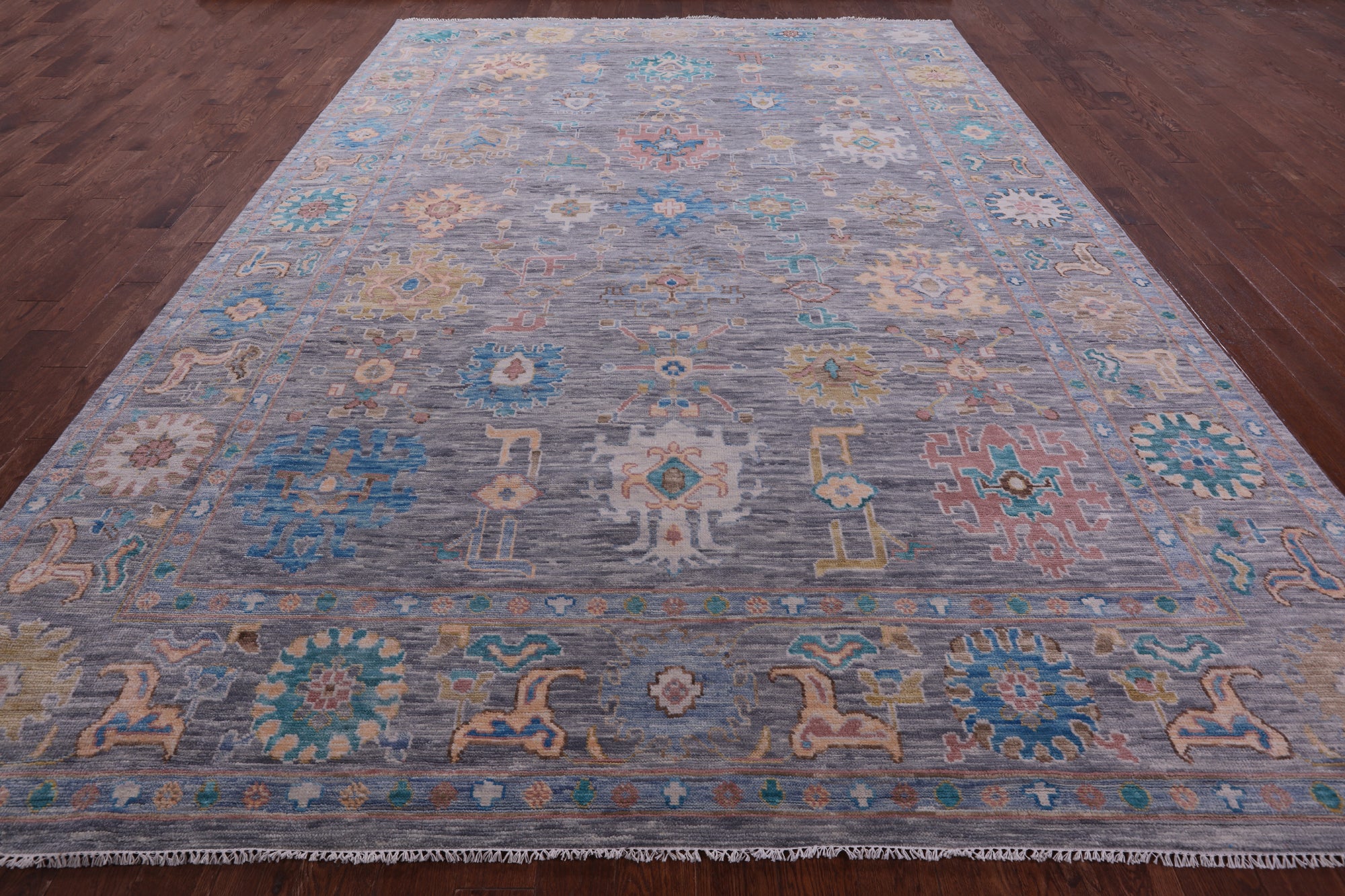 Grey Turkish Oushak Hand Knotted Wool Rug - 10' 2" X 14' 3" - Golden Nile