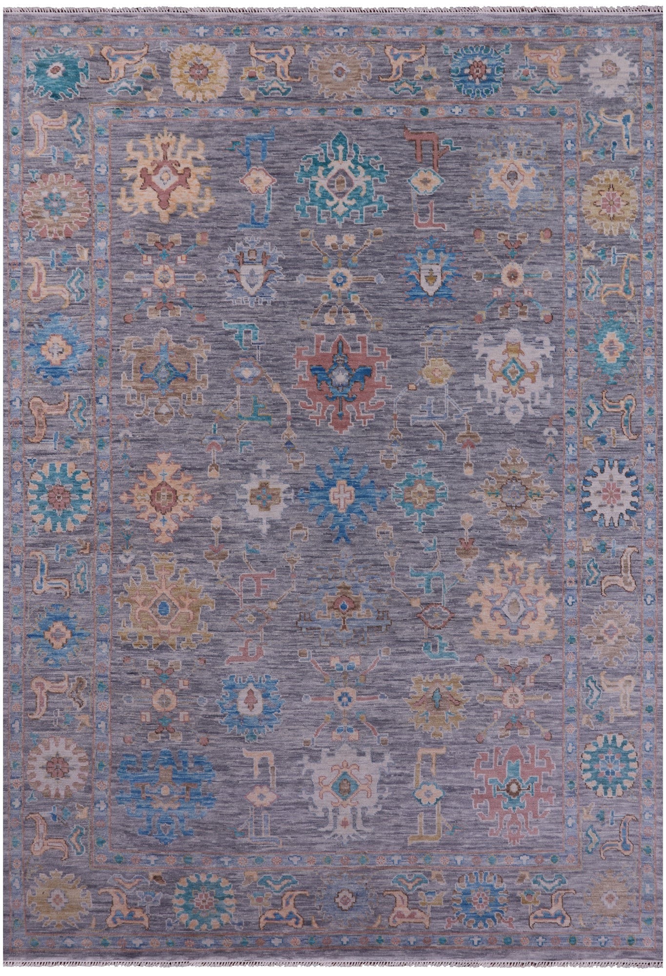 Grey Turkish Oushak Hand Knotted Wool Rug - 10' 2" X 14' 3" - Golden Nile