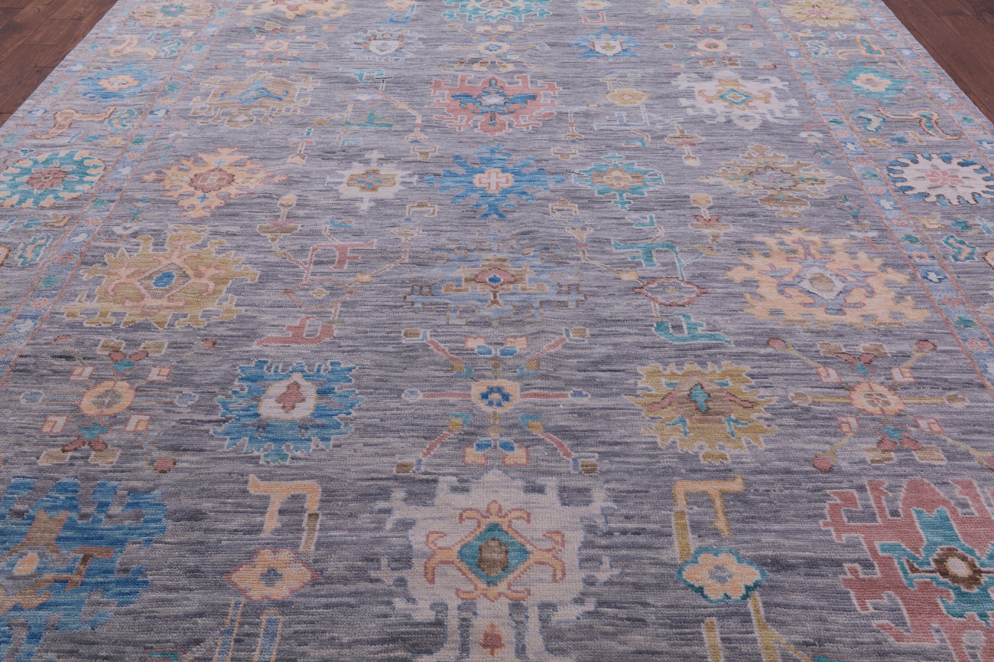 Grey Turkish Oushak Hand Knotted Wool Rug - 10' 2" X 14' 3" - Golden Nile