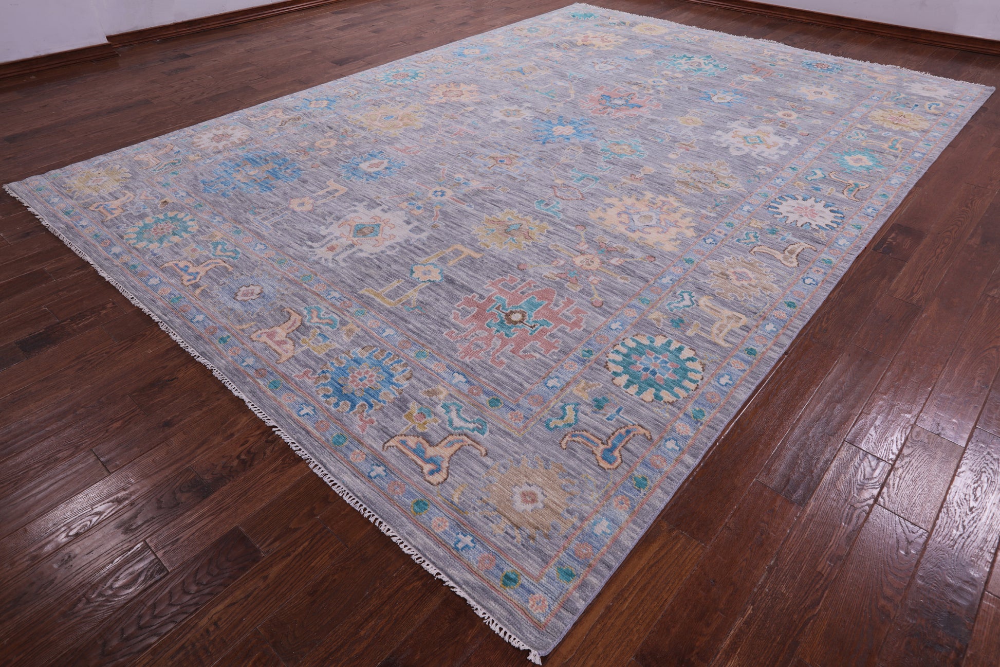 Grey Turkish Oushak Hand Knotted Wool Rug - 10' 2" X 14' 3" - Golden Nile