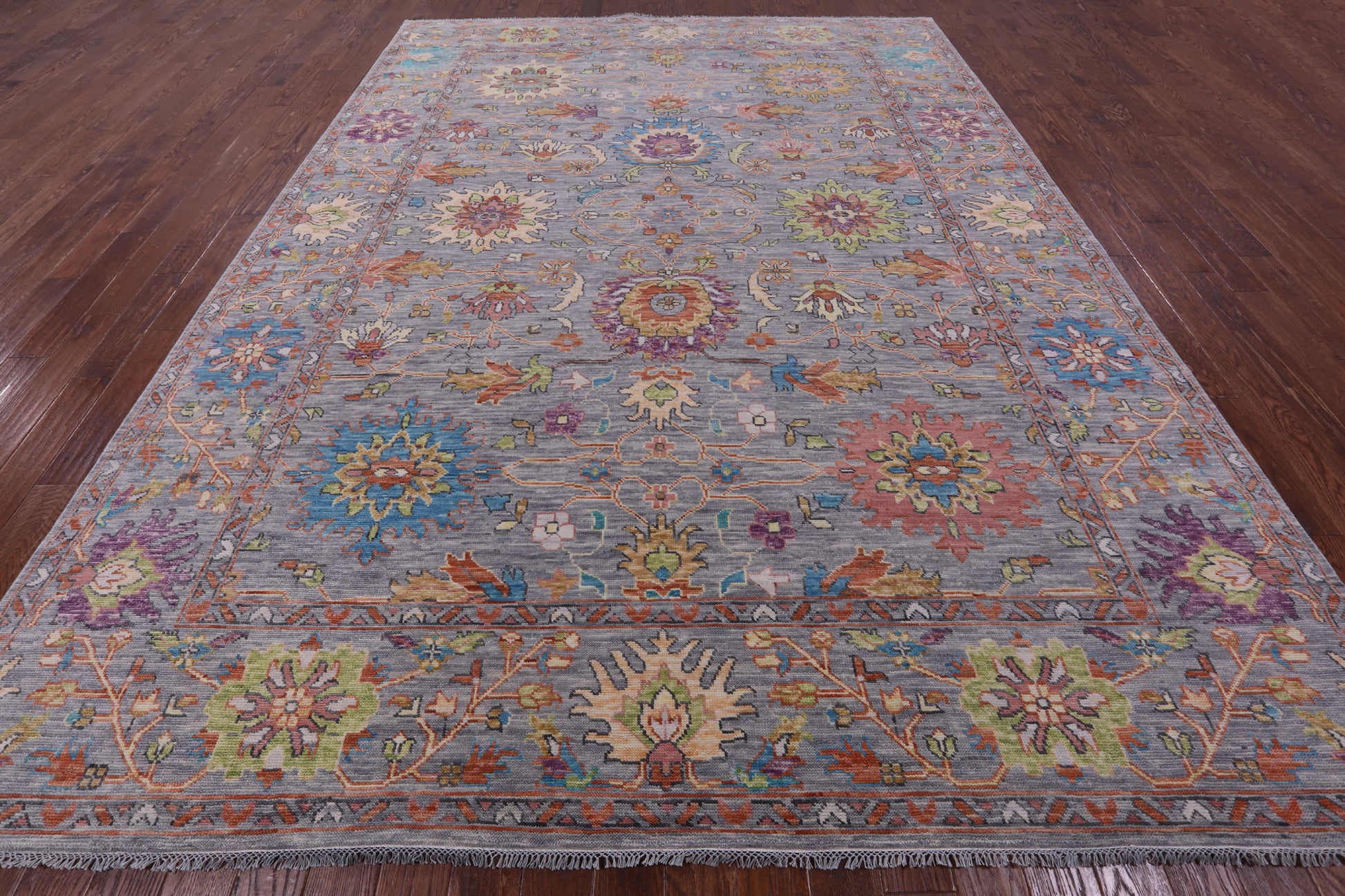 Grey Turkish Oushak Hand Knotted Wool Rug - 10' 1" X 13' 6" - Golden Nile