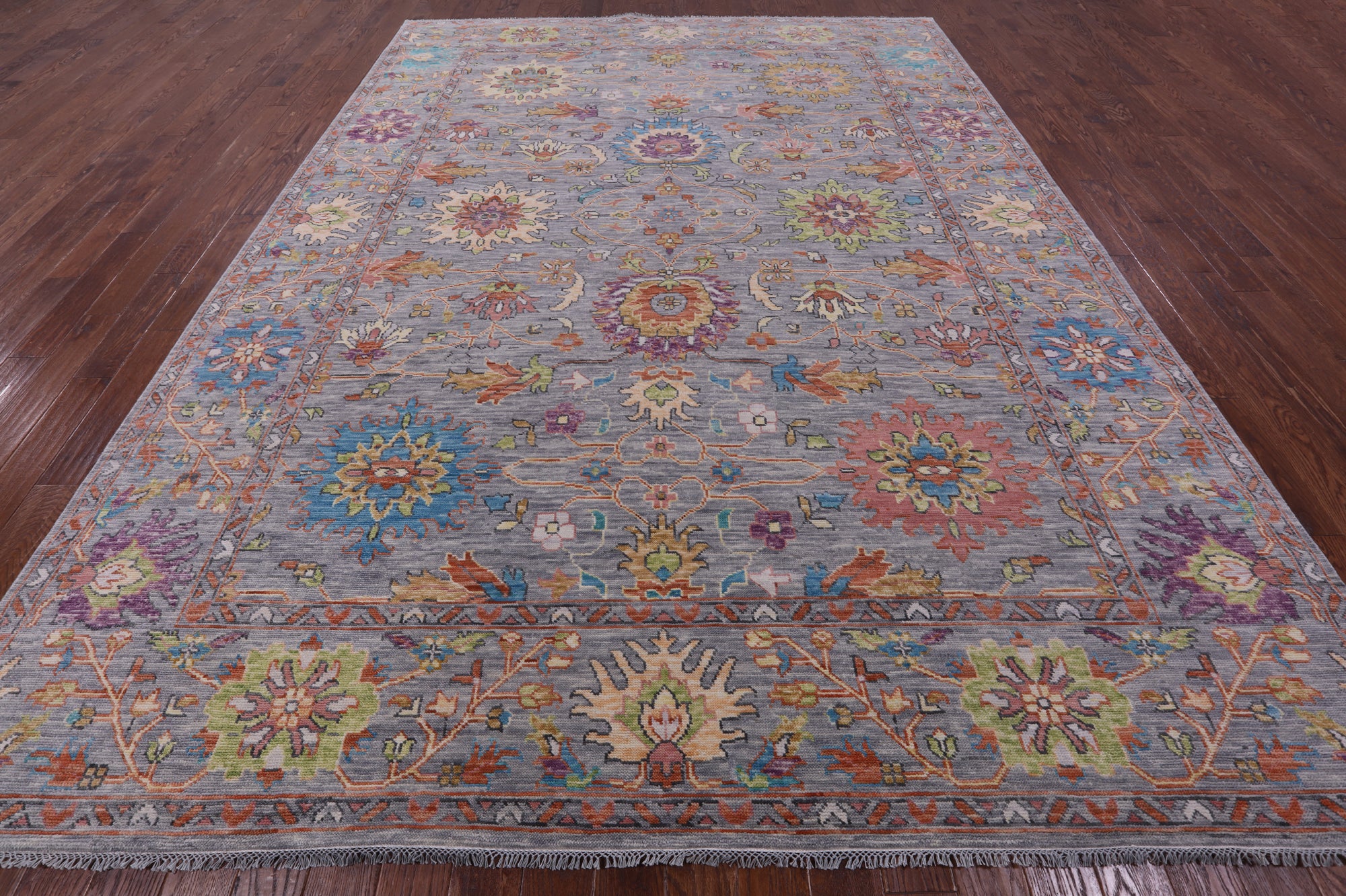 Grey Turkish Oushak Hand Knotted Wool Rug - 10' 1" X 13' 6" - Golden Nile
