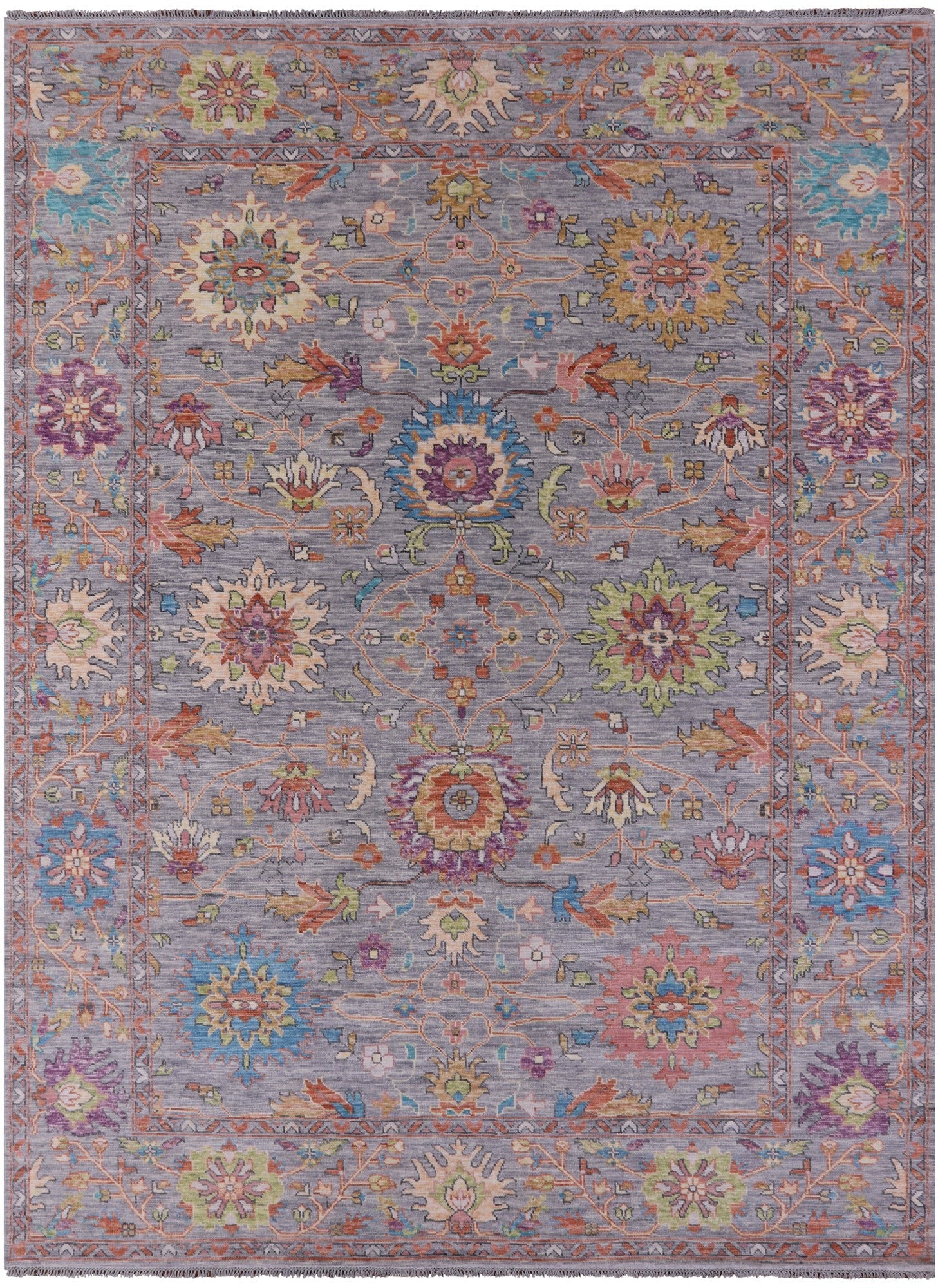 Grey Turkish Oushak Hand Knotted Wool Rug - 10' 1" X 13' 6" - Golden Nile