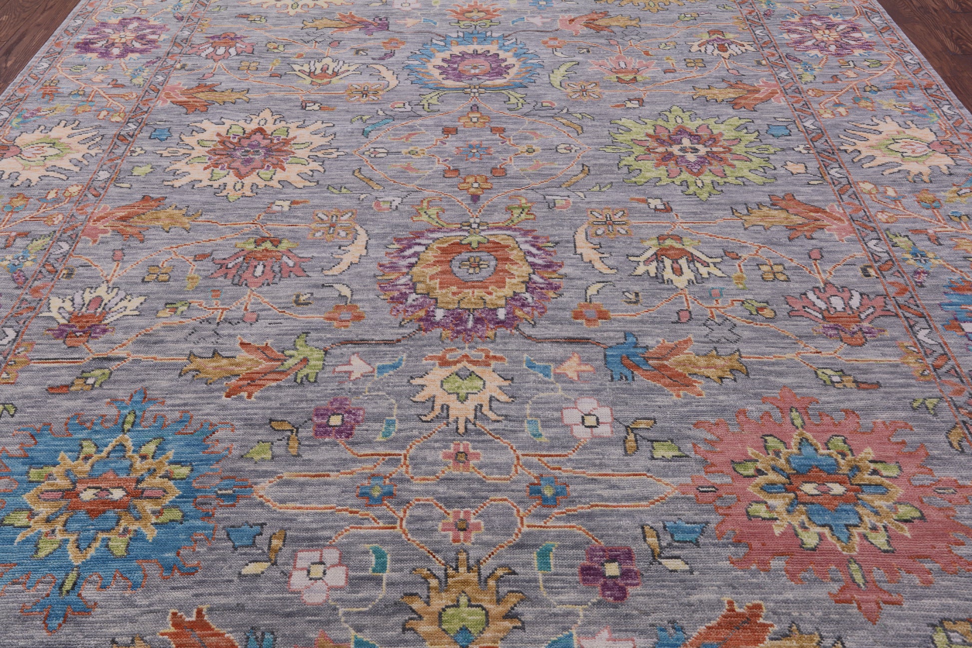 Grey Turkish Oushak Hand Knotted Wool Rug - 10' 1" X 13' 6" - Golden Nile