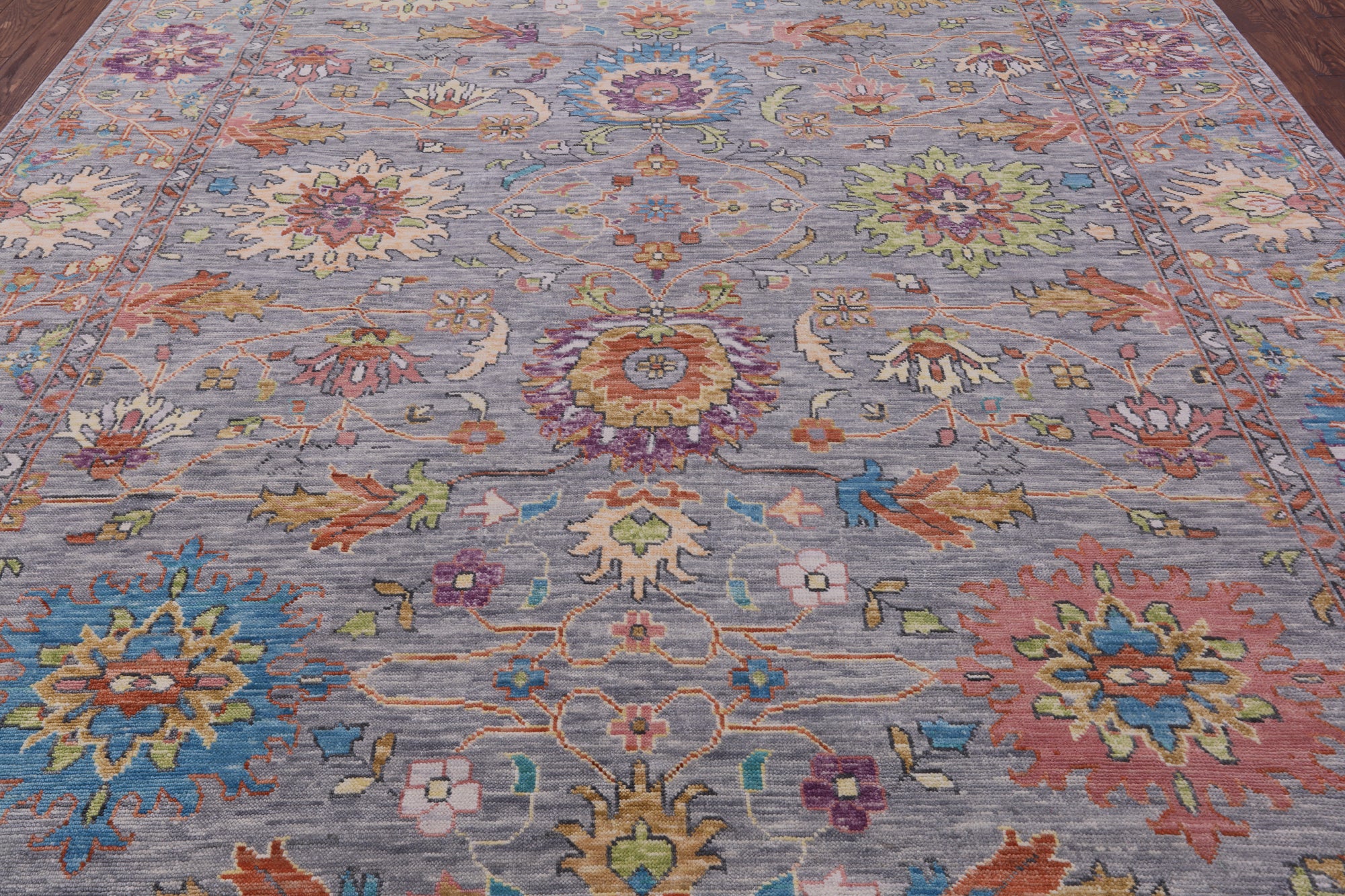 Grey Turkish Oushak Hand Knotted Wool Rug - 10' 1" X 13' 6" - Golden Nile