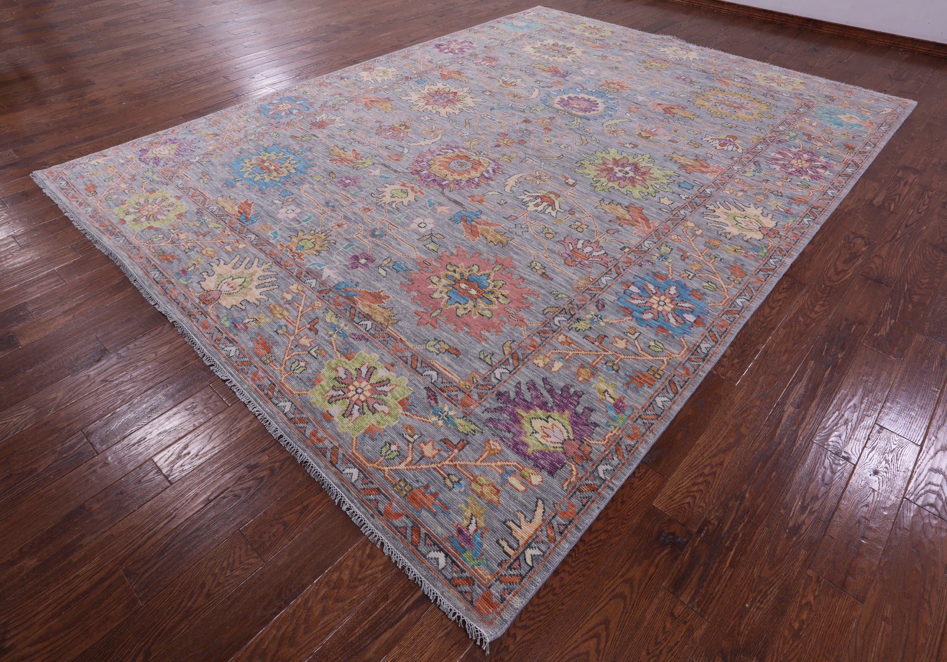 Grey Turkish Oushak Hand Knotted Wool Rug - 10' 1" X 13' 6" - Golden Nile