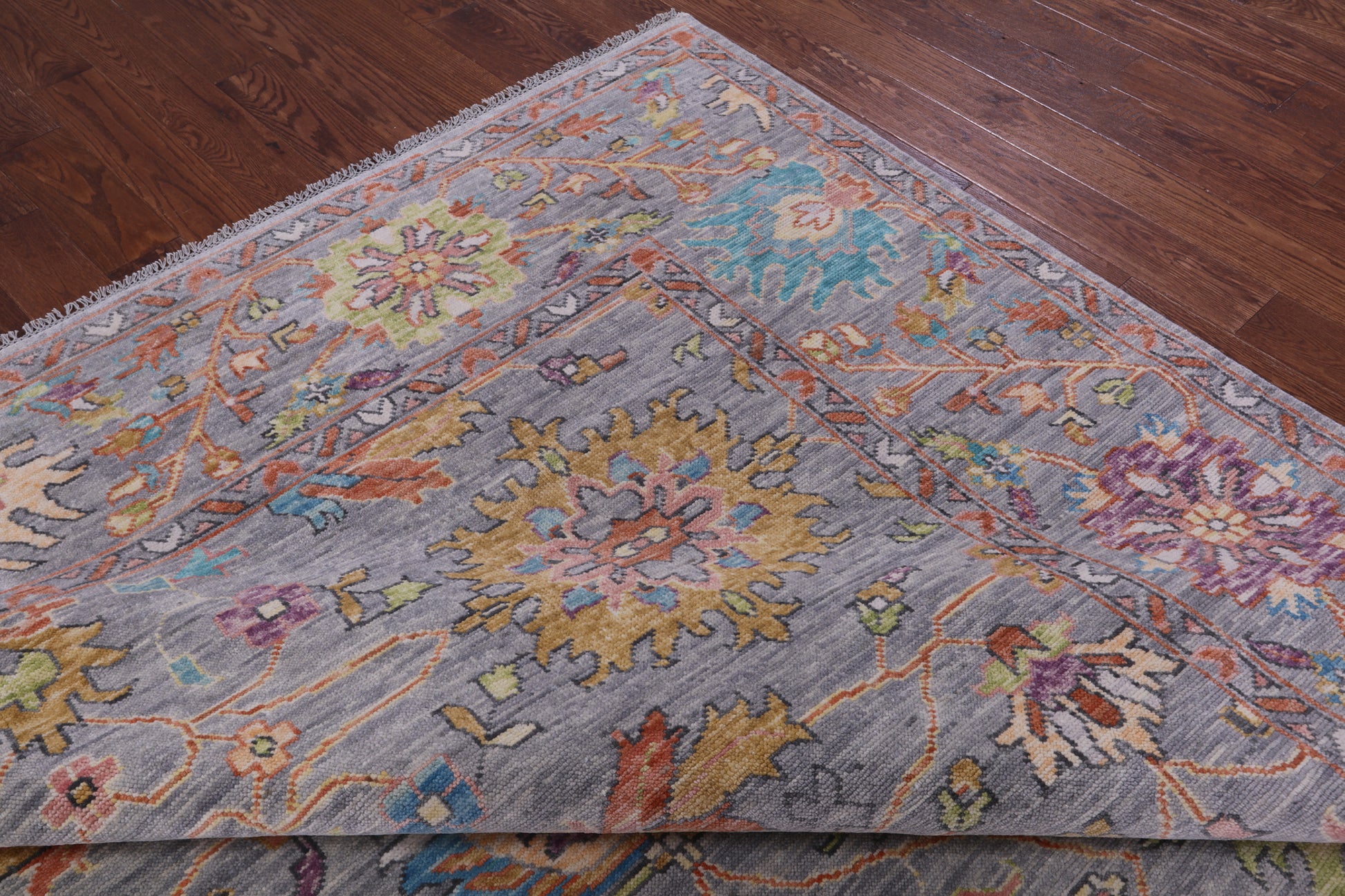 Grey Turkish Oushak Hand Knotted Wool Rug - 10' 1" X 13' 6" - Golden Nile