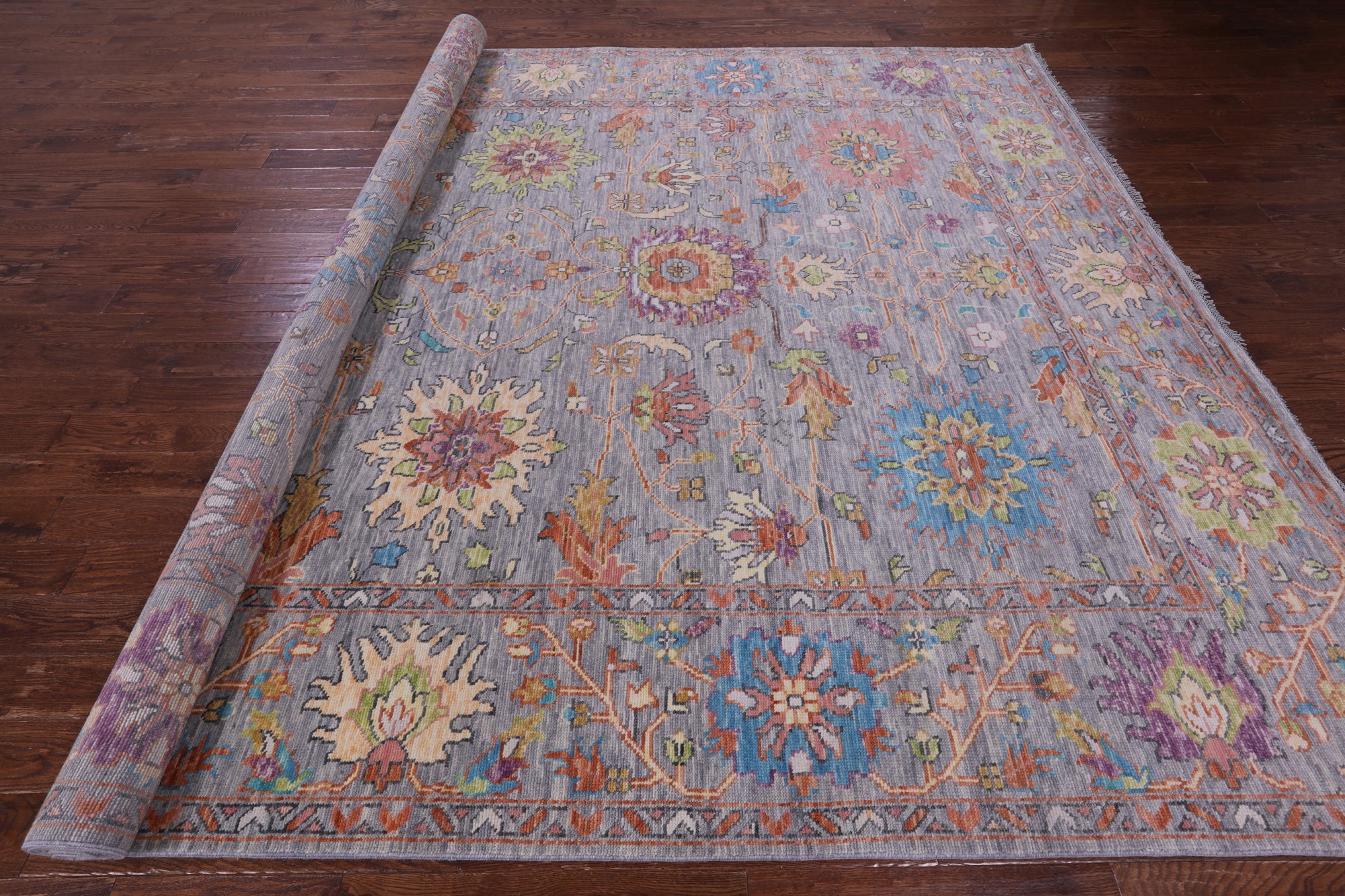 Grey Turkish Oushak Hand Knotted Wool Rug - 10' 1" X 13' 6" - Golden Nile