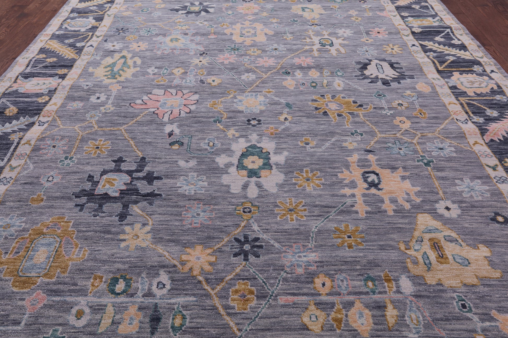 Grey Turkish Oushak Hand Knotted Wool Rug - 10' 1" X 13' 11" - Golden Nile