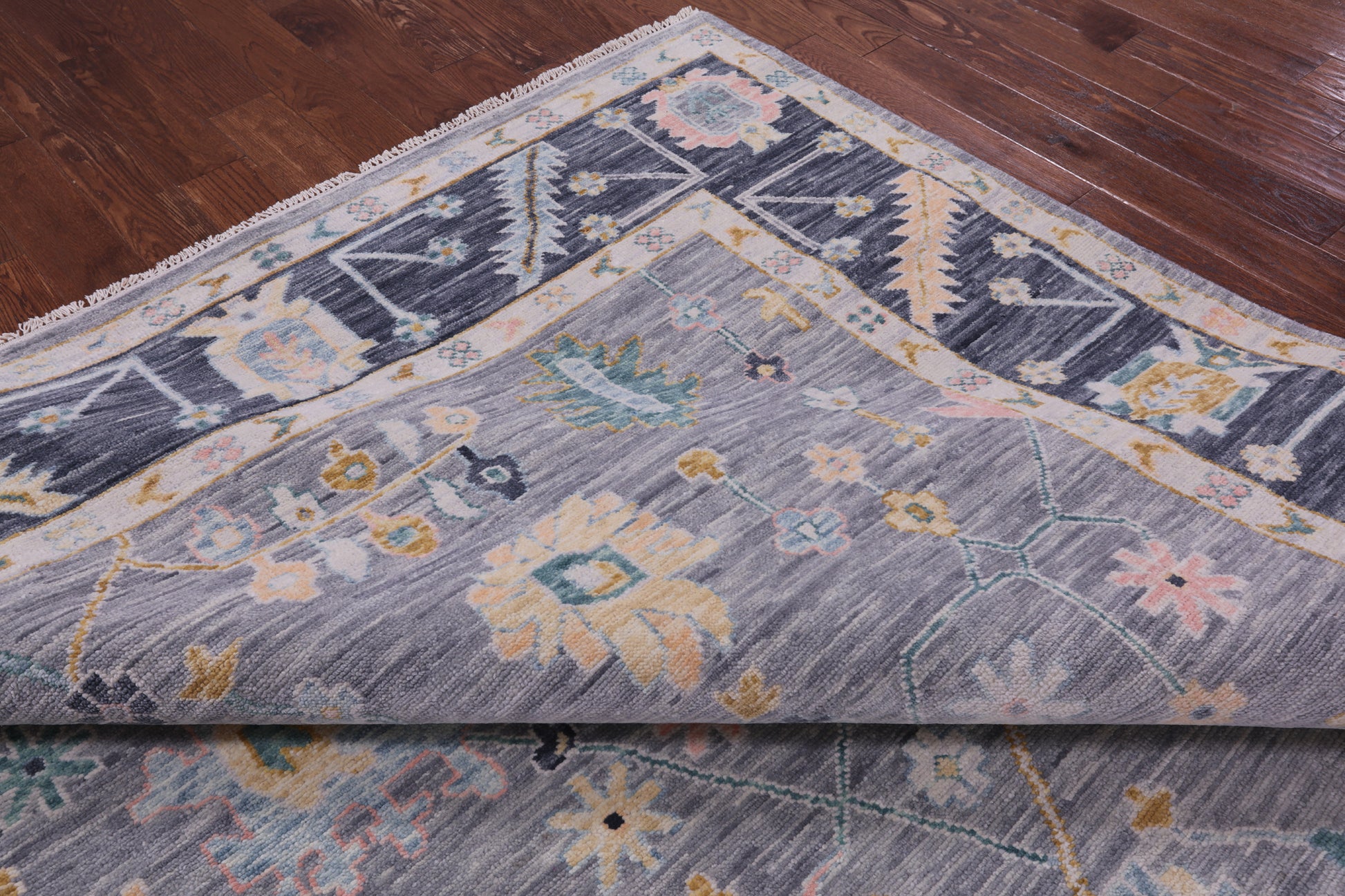 Grey Turkish Oushak Hand Knotted Wool Rug - 10' 1" X 13' 11" - Golden Nile