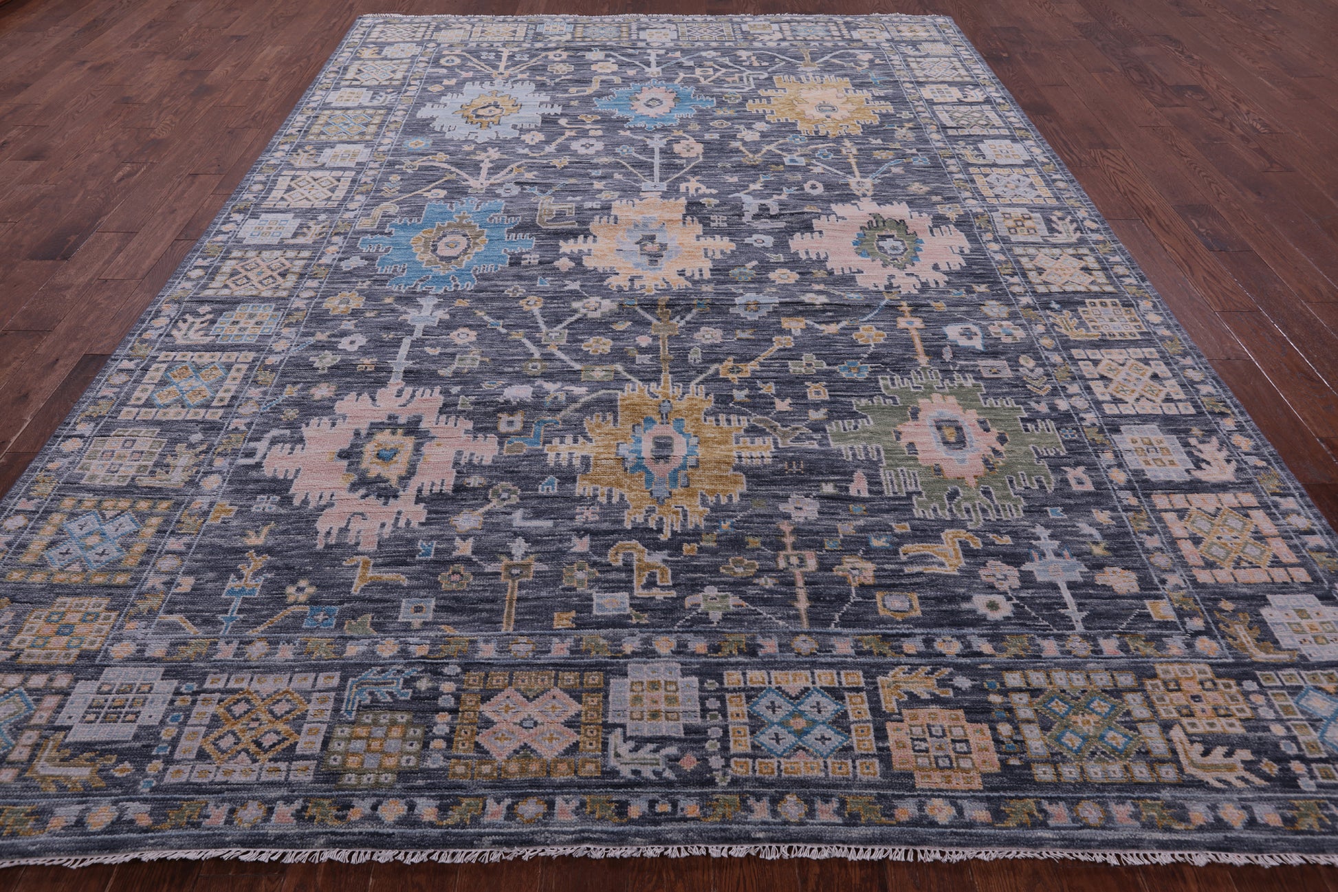 Grey Turkish Oushak Handmade Wool Rug - 8' 11" X 12' 5" - Golden Nile