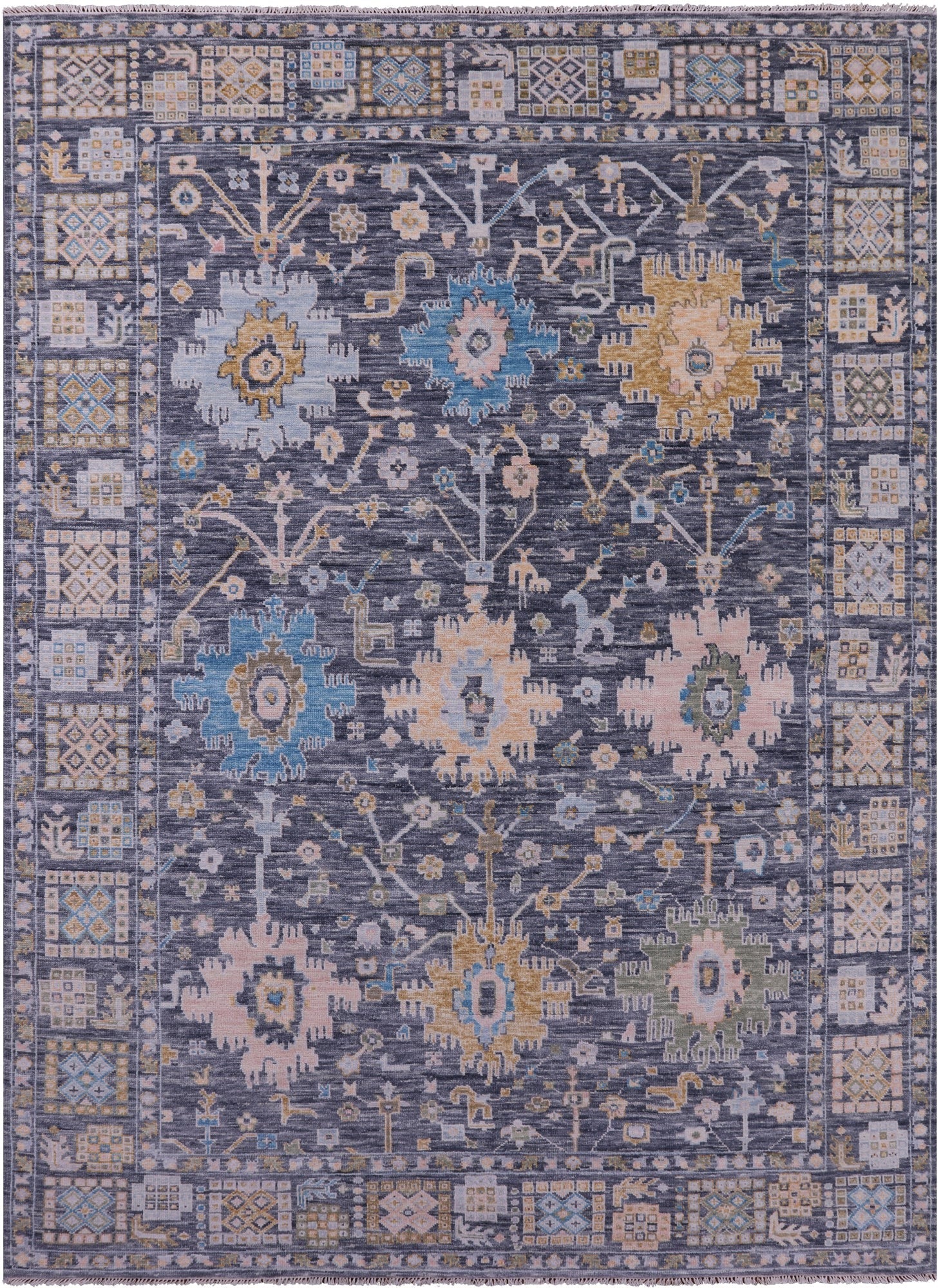 Grey Turkish Oushak Handmade Wool Rug - 8' 11" X 12' 5" - Golden Nile