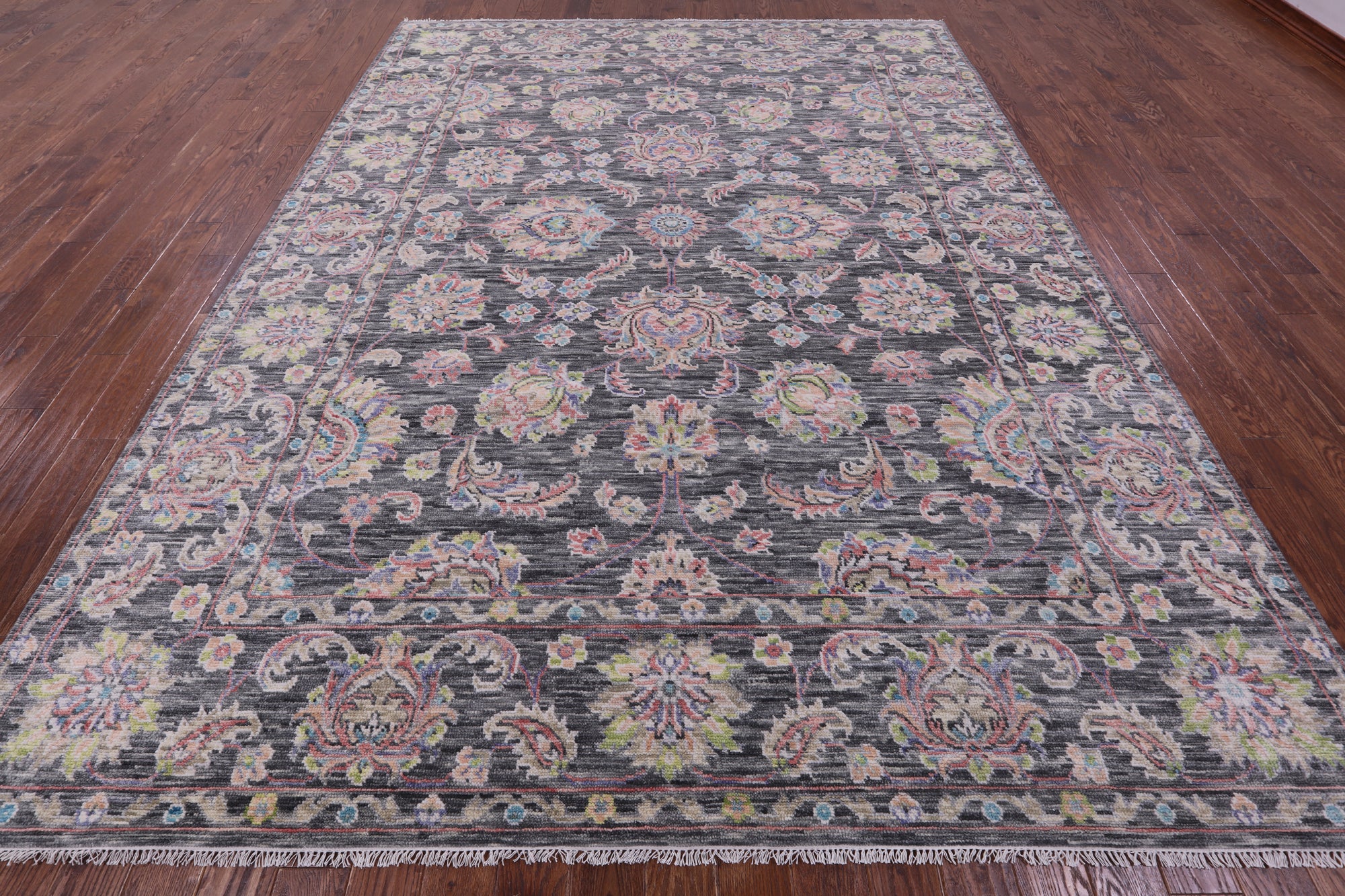 Grey Persian Tabriz Hand Knotted Wool Rug - 9' 2" X 12' 2" - Golden Nile