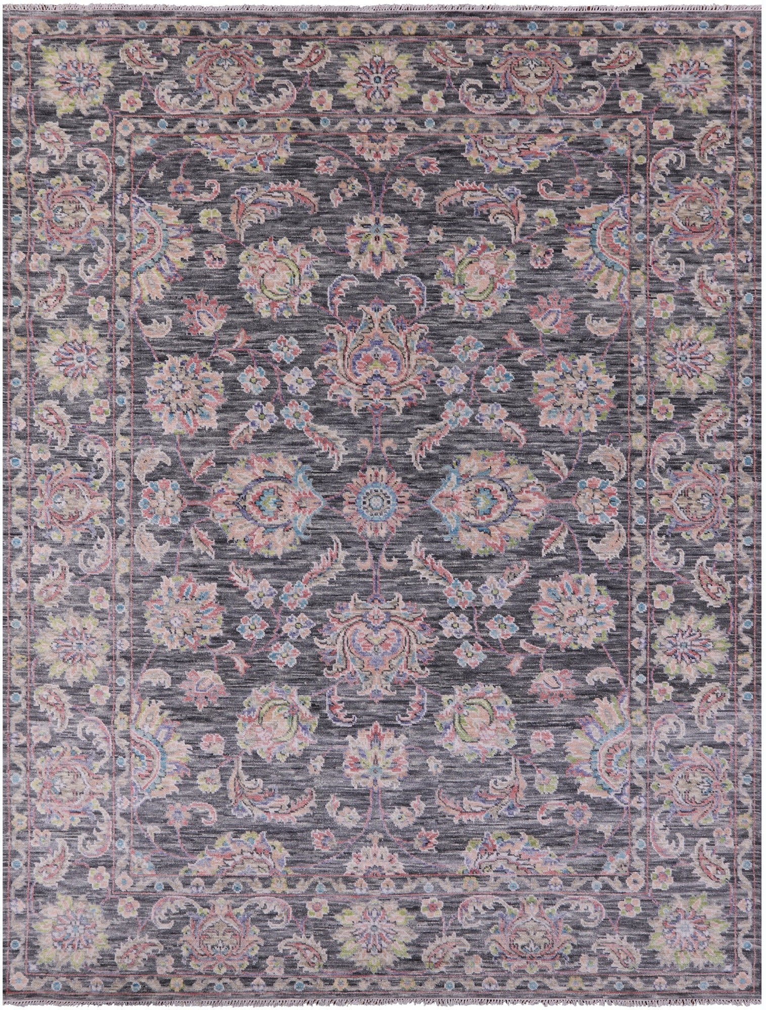 Grey Persian Tabriz Hand Knotted Wool Rug - 9' 2" X 12' 2" - Golden Nile
