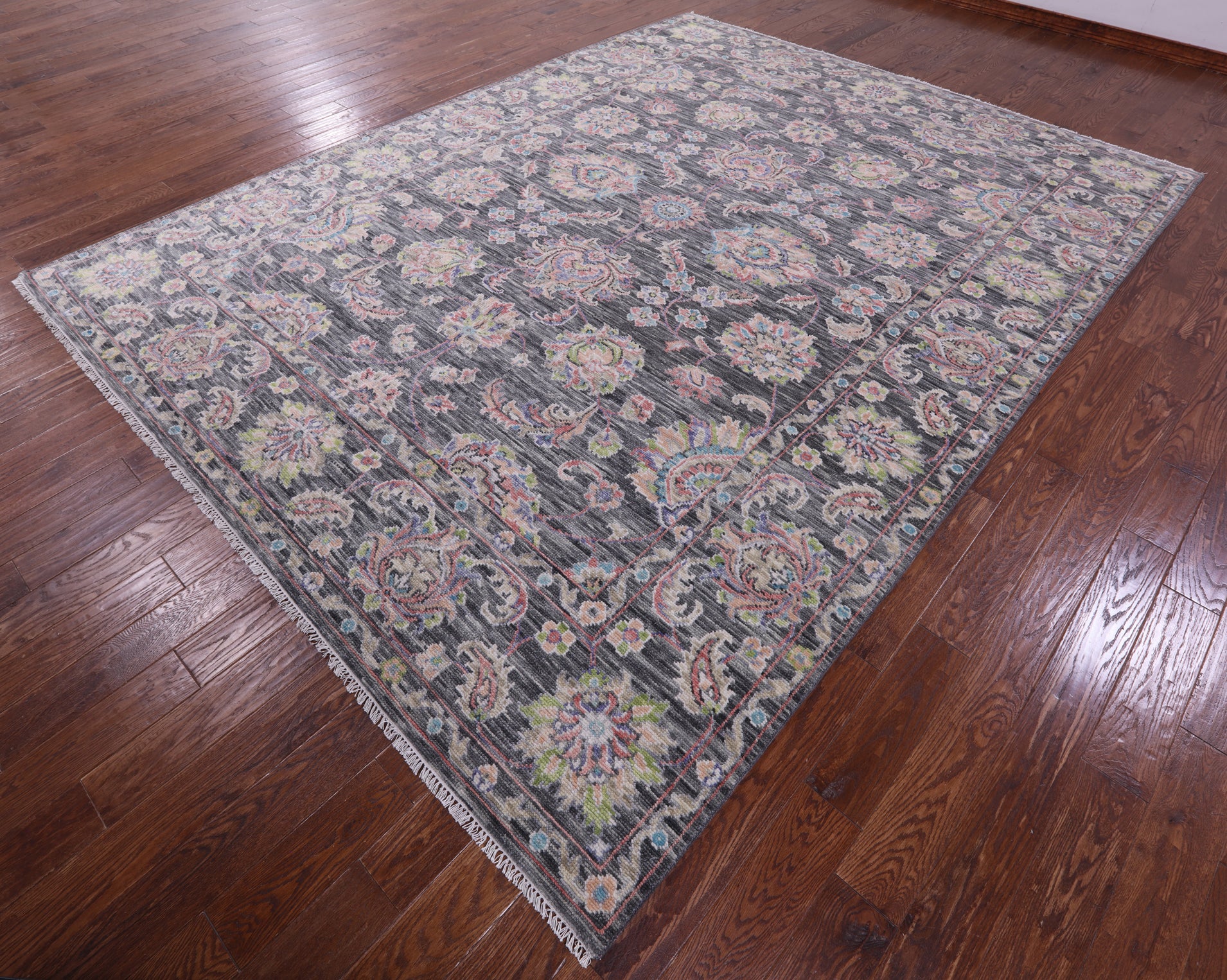 Grey Persian Tabriz Hand Knotted Wool Rug - 9' 2" X 12' 2" - Golden Nile