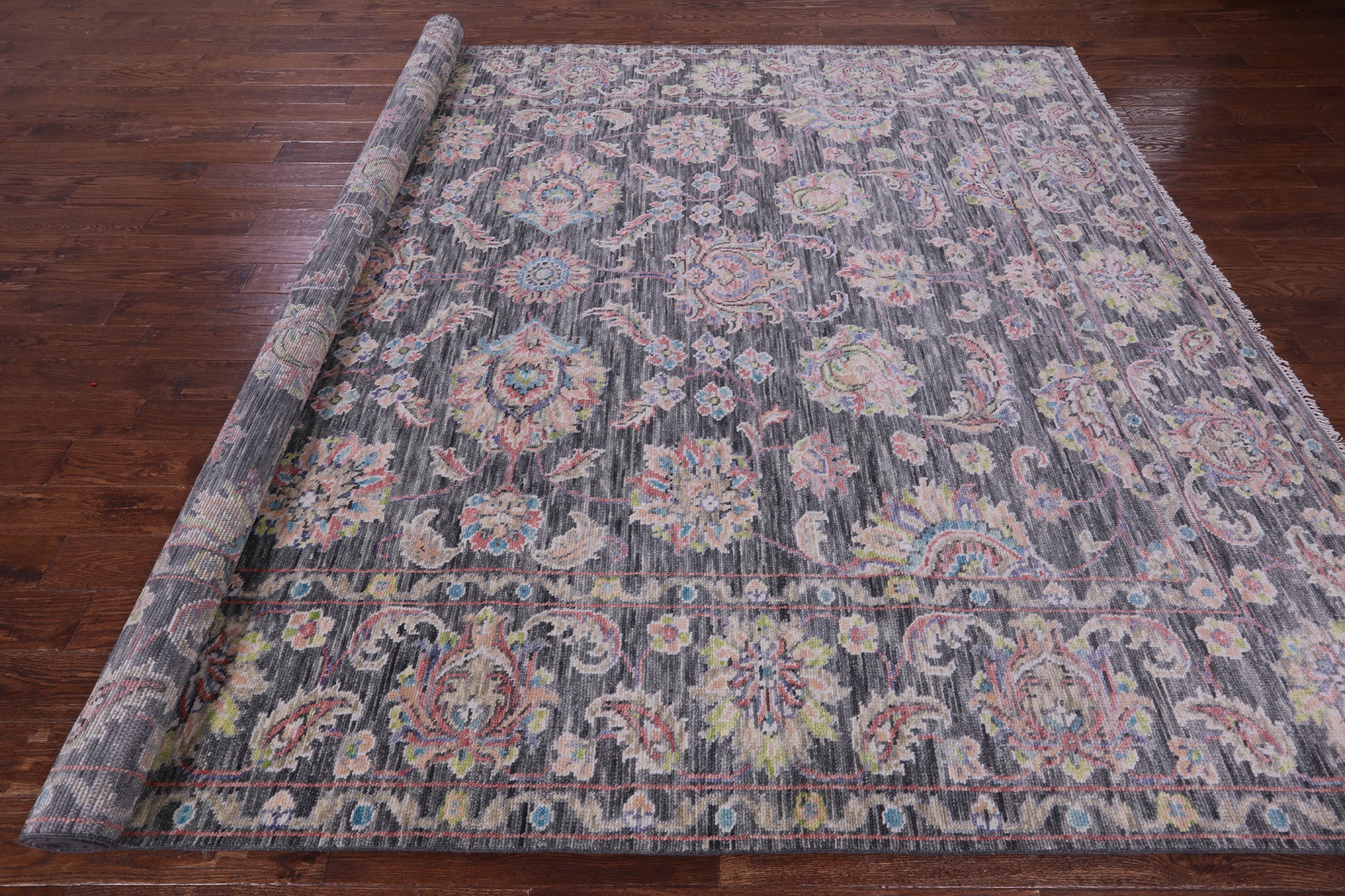 Grey Persian Tabriz Hand Knotted Wool Rug - 9' 2" X 12' 2" - Golden Nile