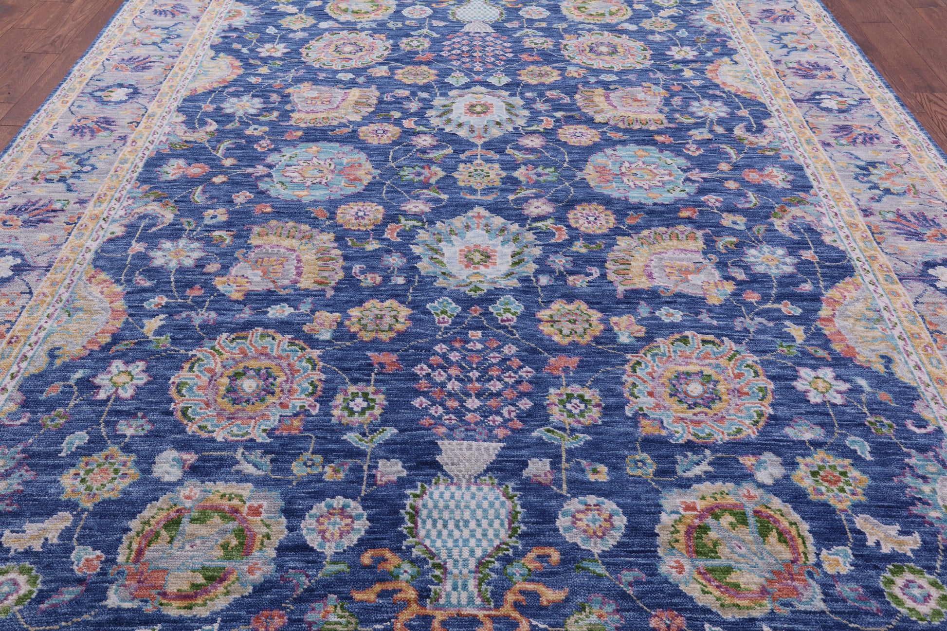 Blue Persian Tabriz Hand Knotted Wool Rug - 9' 2" X 11' 11" - Golden Nile