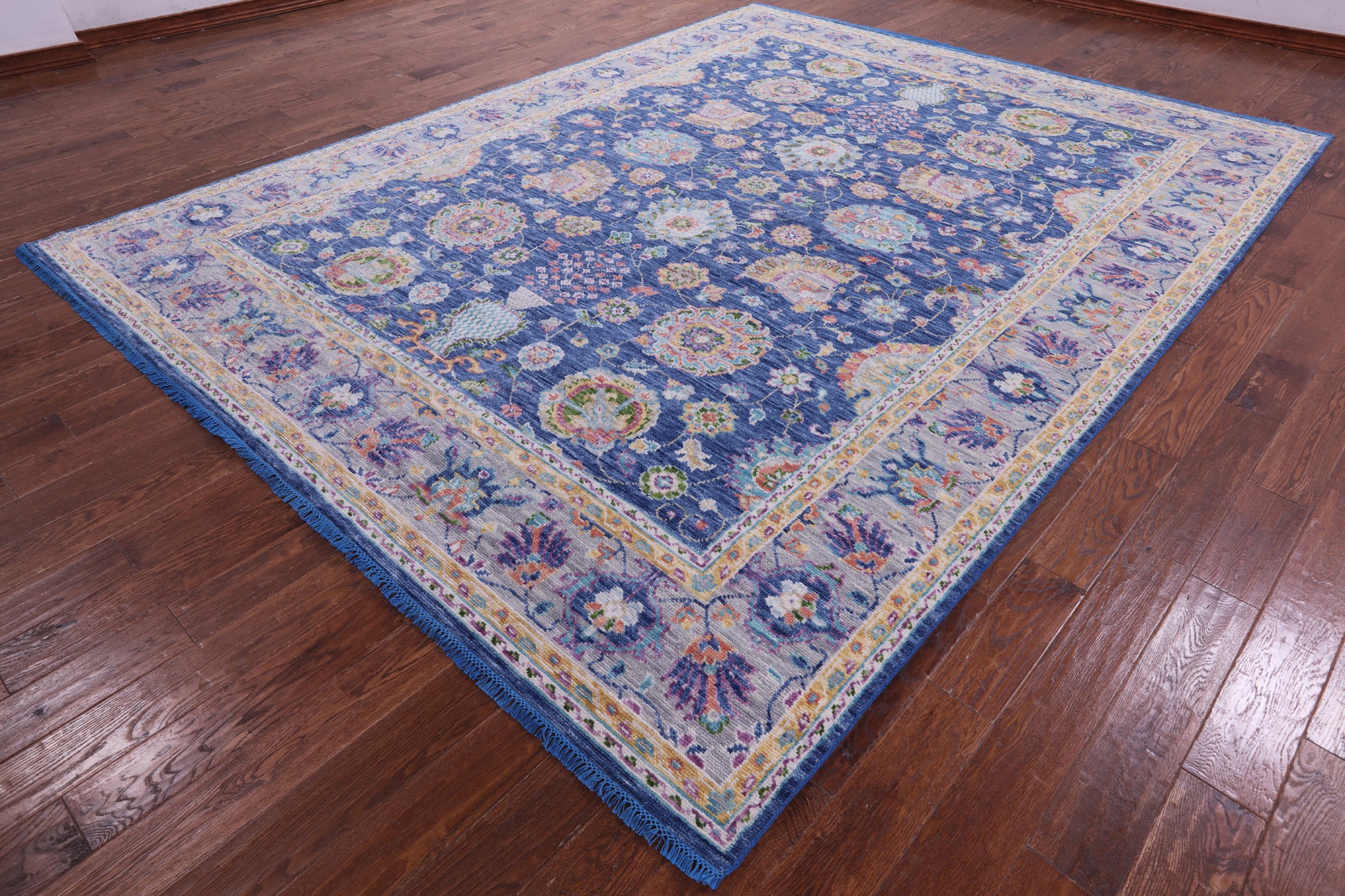 Blue Persian Tabriz Hand Knotted Wool Rug - 9' 2" X 11' 11" - Golden Nile