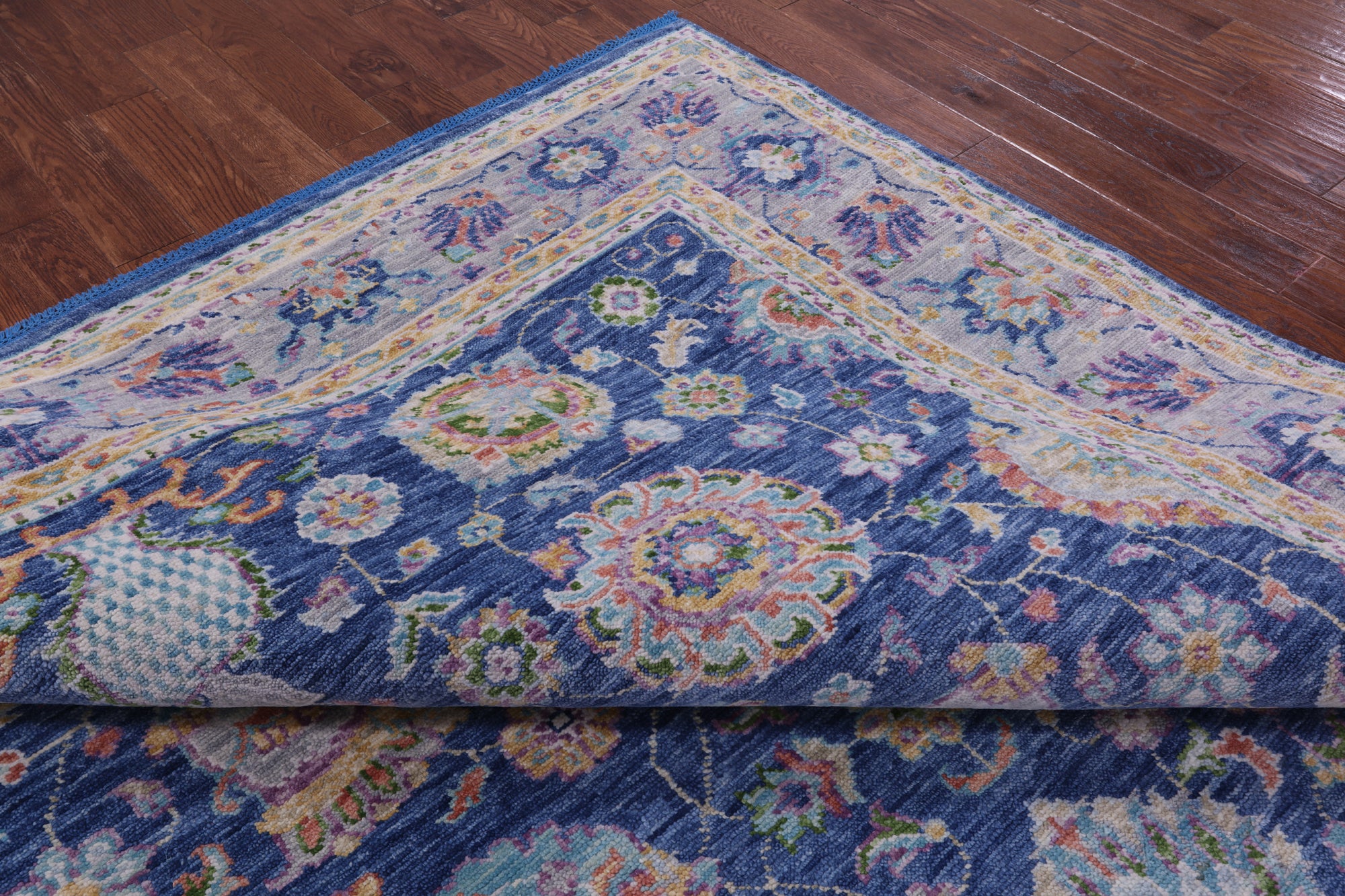Blue Persian Tabriz Hand Knotted Wool Rug - 9' 2" X 11' 11" - Golden Nile