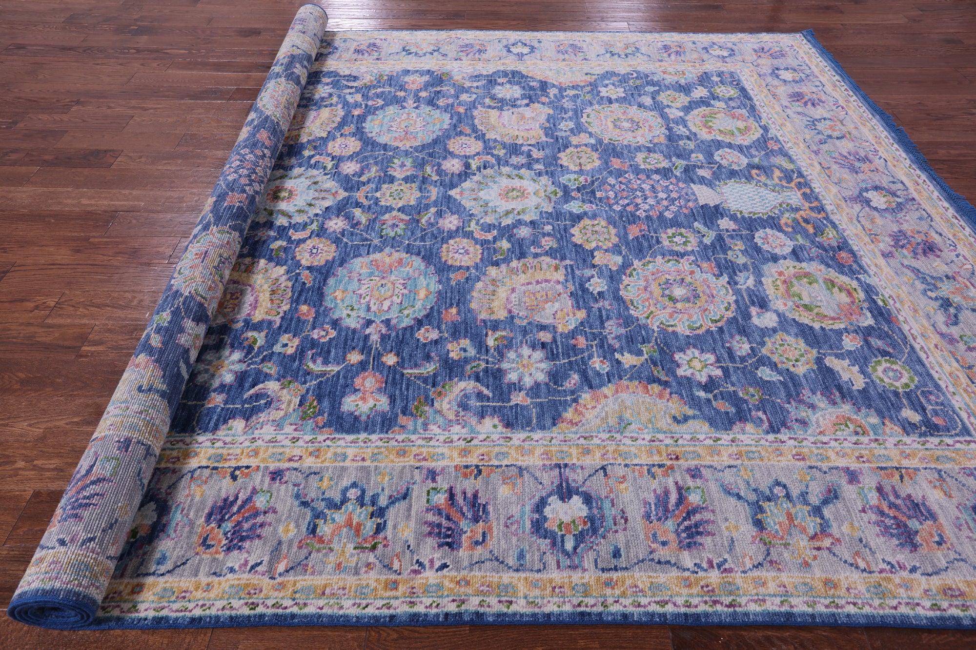 Blue Persian Tabriz Hand Knotted Wool Rug - 9' 2" X 11' 11" - Golden Nile