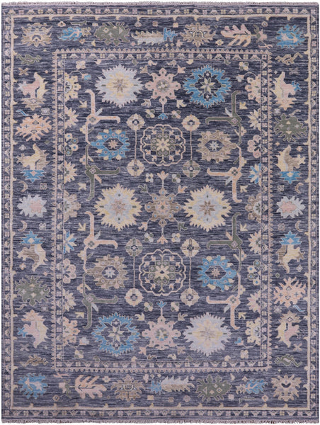 Grey Turkish Oushak Hand Knotted Wool Rug - 9' 1" X 11' 10" - Golden Nile