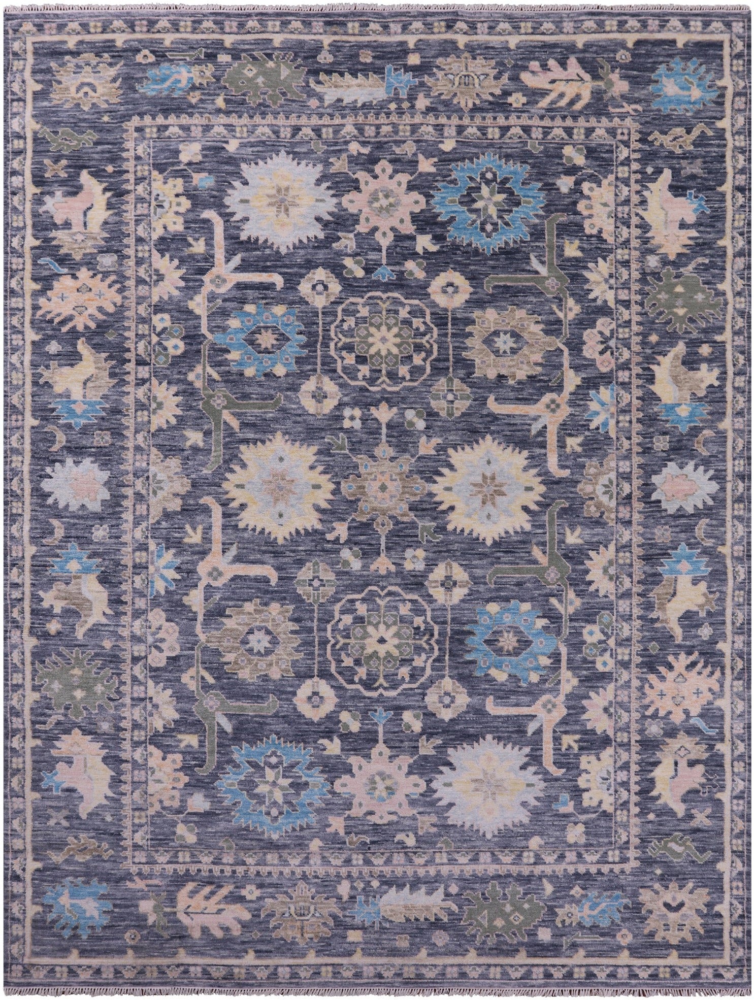 Grey Turkish Oushak Hand Knotted Wool Rug - 9' 1" X 11' 10" - Golden Nile