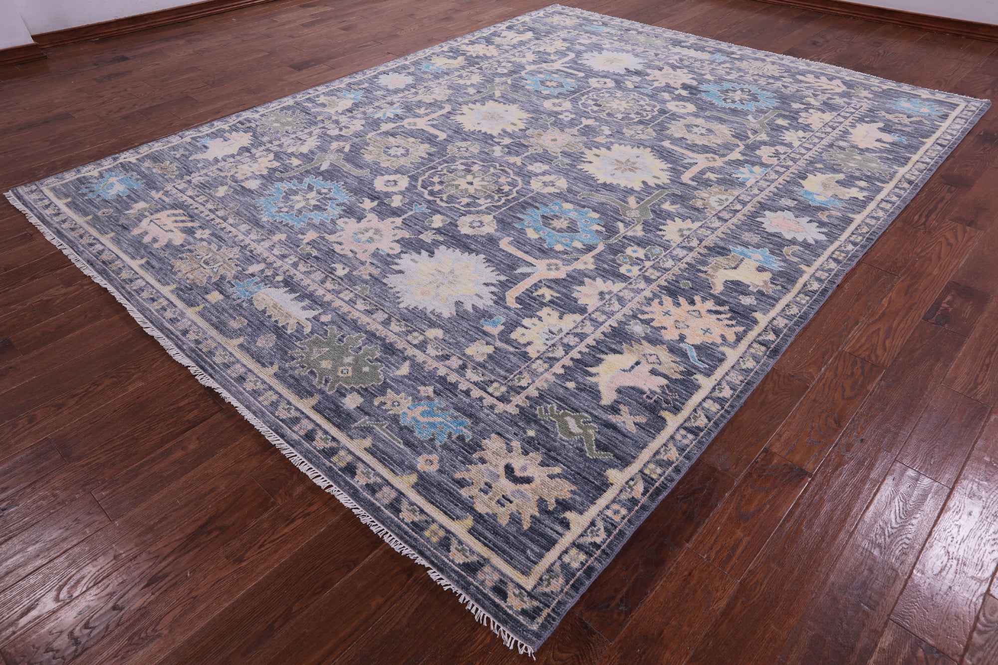 Grey Turkish Oushak Hand Knotted Wool Rug - 9' 1" X 11' 10" - Golden Nile