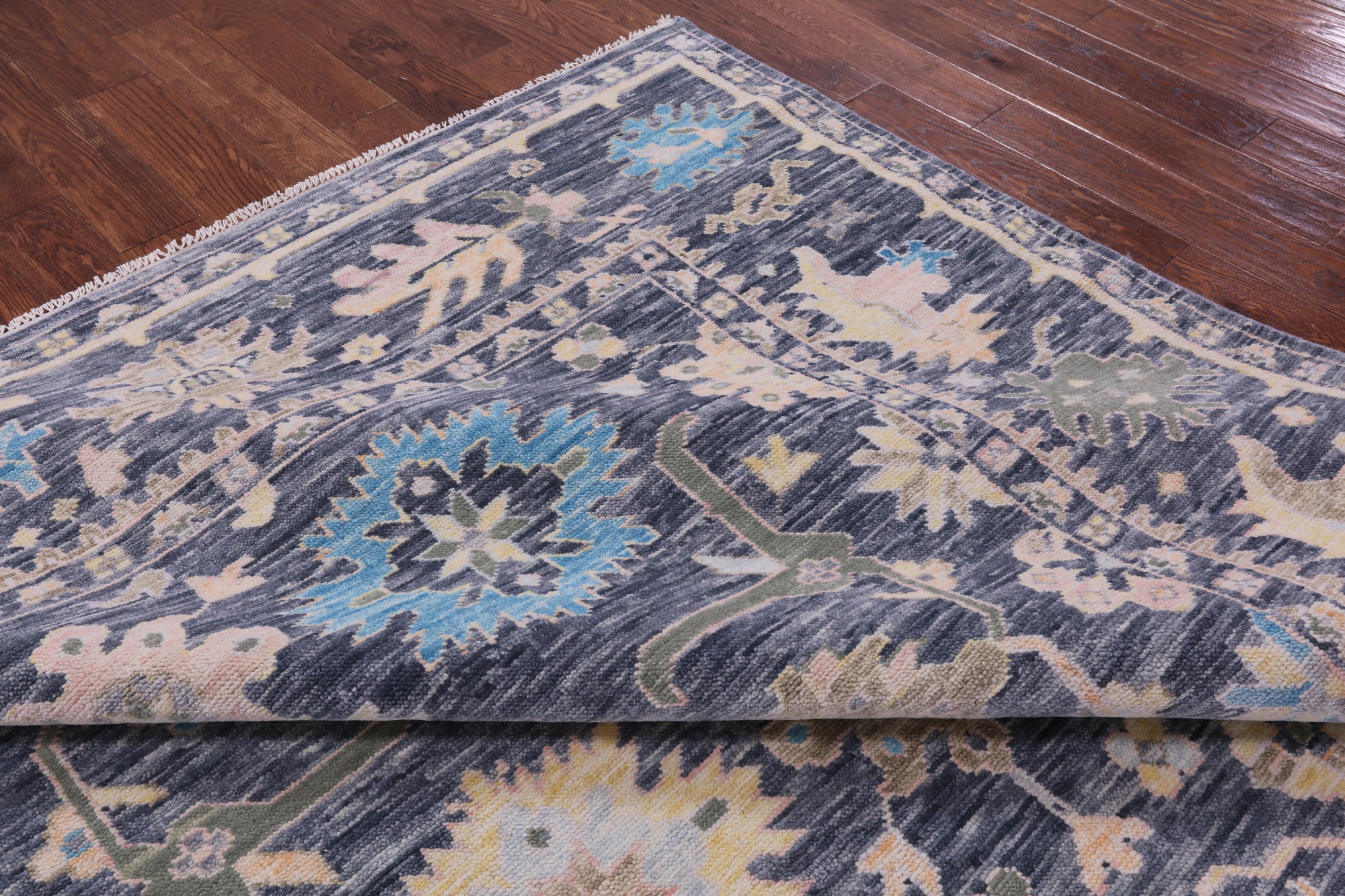 Grey Turkish Oushak Hand Knotted Wool Rug - 9' 1" X 11' 10" - Golden Nile