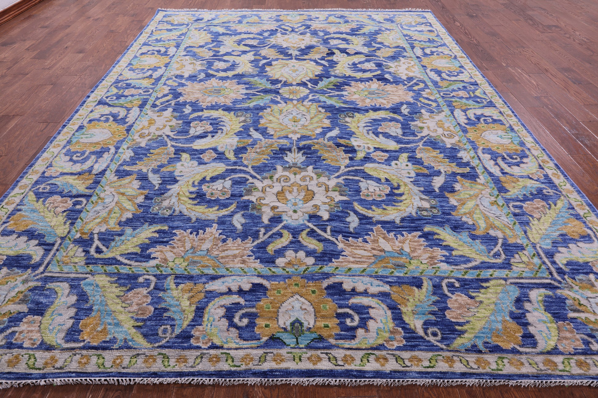 Blue Persian Tabriz Hand Knotted Wool Rug - 9' 2" X 12' 3" - Golden Nile