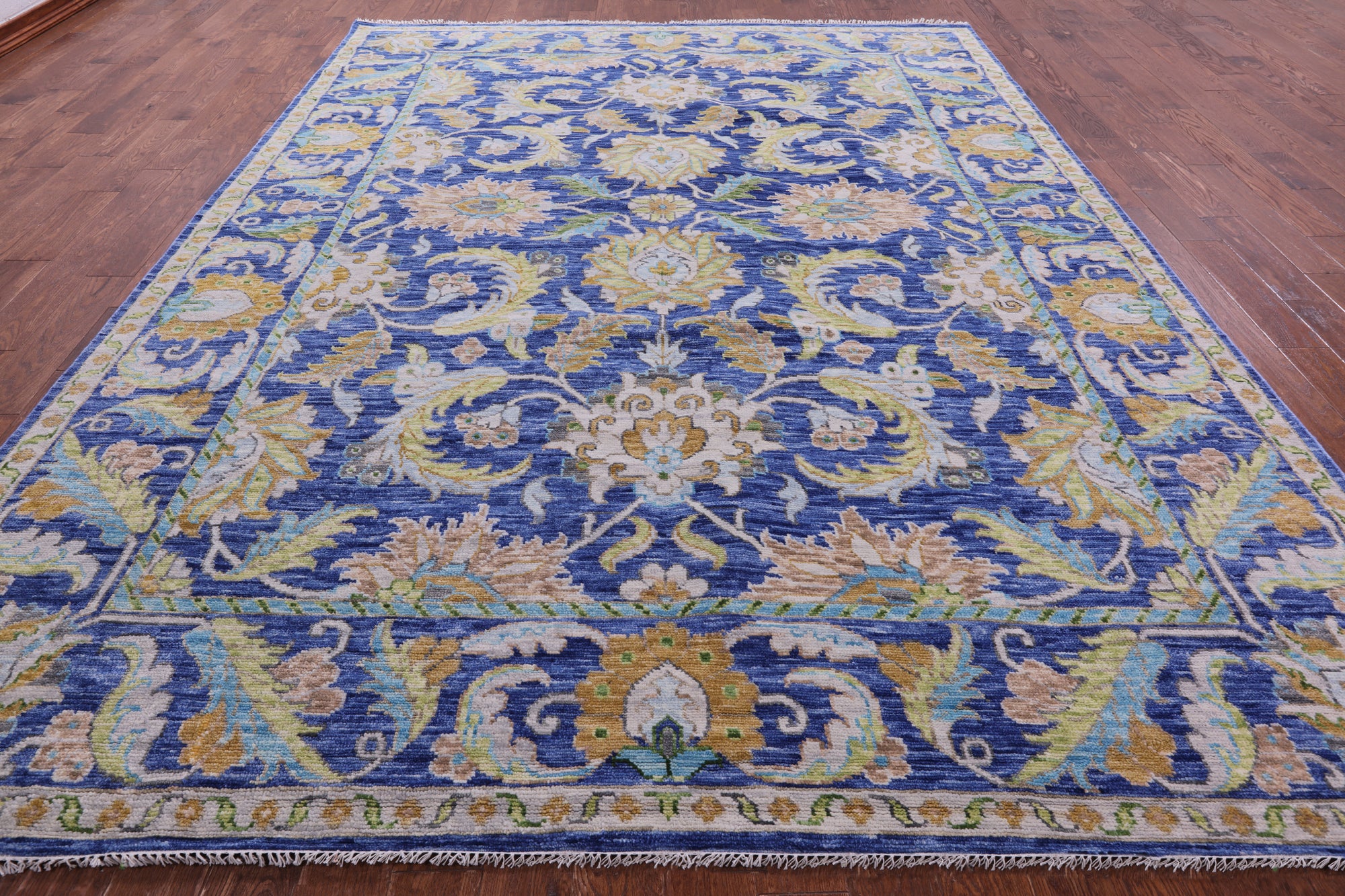 Blue Persian Tabriz Hand Knotted Wool Rug - 9' 2" X 12' 3" - Golden Nile