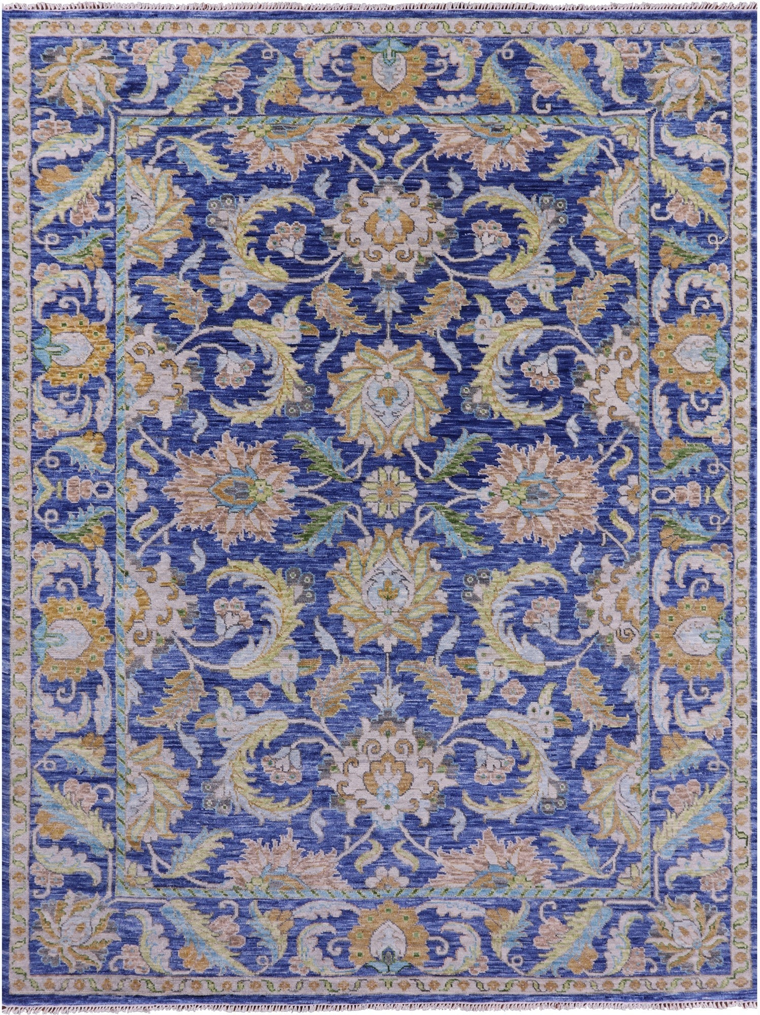 Blue Persian Tabriz Hand Knotted Wool Rug - 9' 2" X 12' 3" - Golden Nile