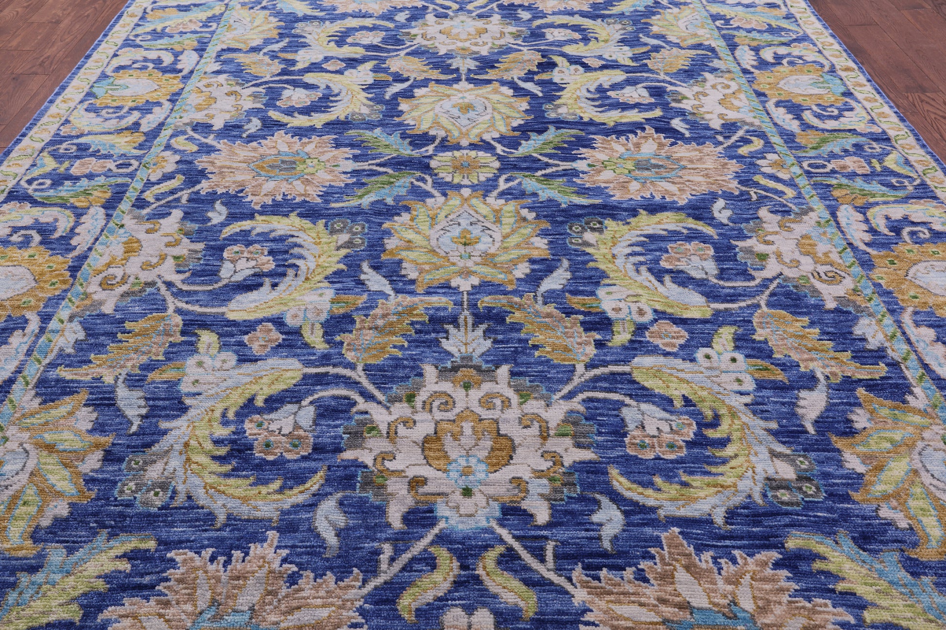 Blue Persian Tabriz Hand Knotted Wool Rug - 9' 2" X 12' 3" - Golden Nile