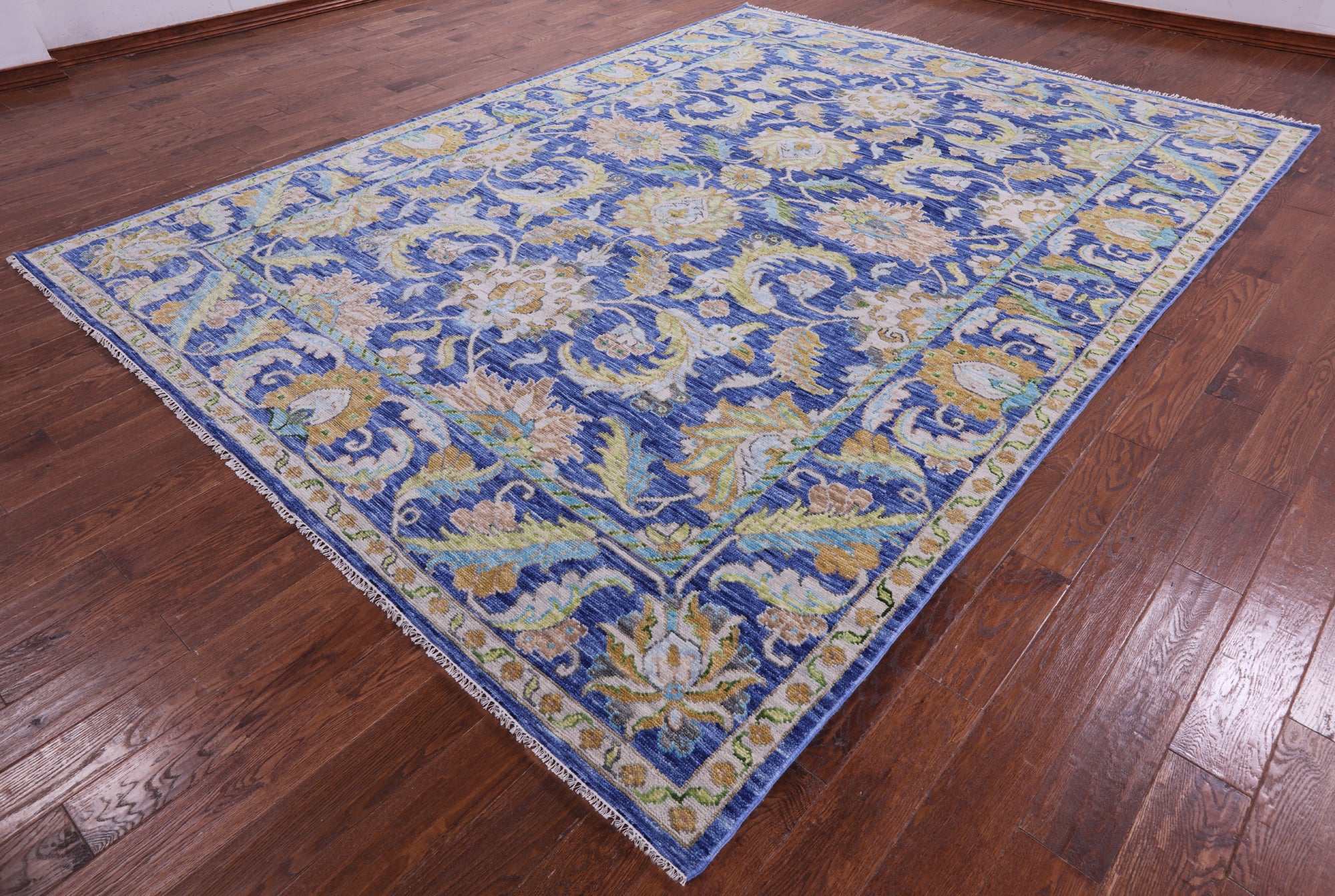 Blue Persian Tabriz Hand Knotted Wool Rug - 9' 2" X 12' 3" - Golden Nile