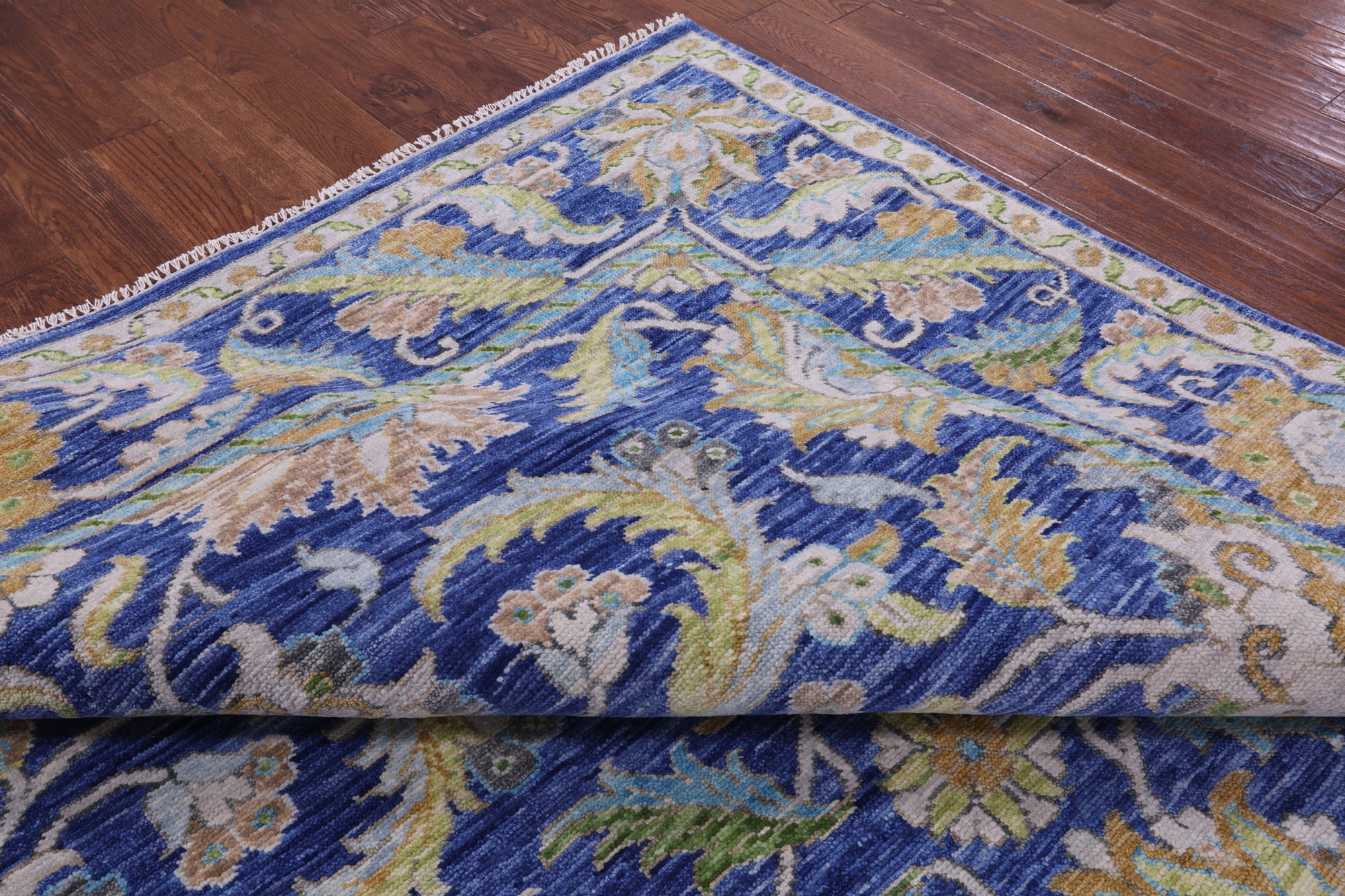 Blue Persian Tabriz Hand Knotted Wool Rug - 9' 2" X 12' 3" - Golden Nile