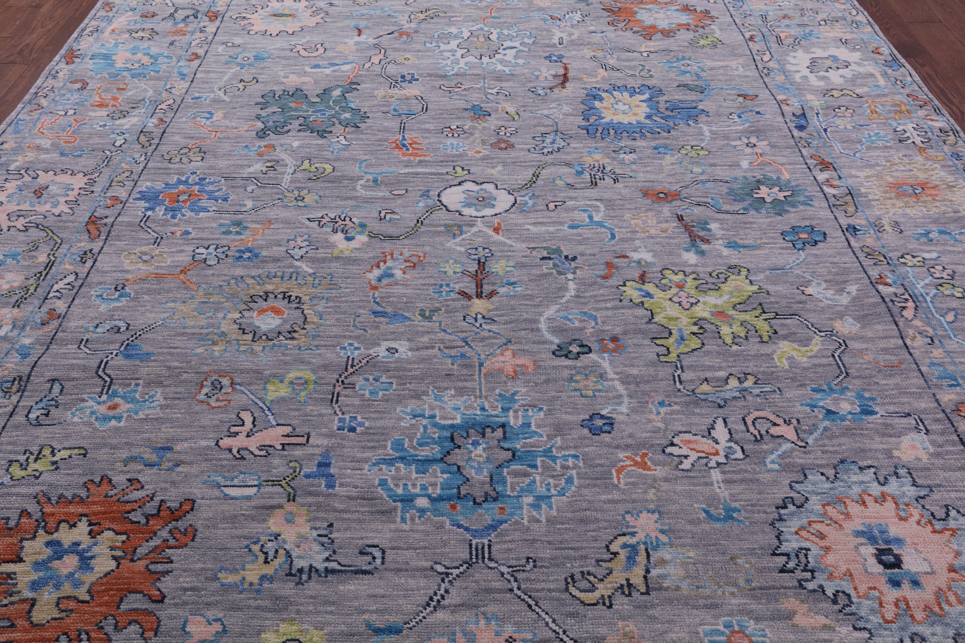 Grey Turkish Oushak Hand Knotted Wool Rug - 9' 1" X 11' 9" - Golden Nile