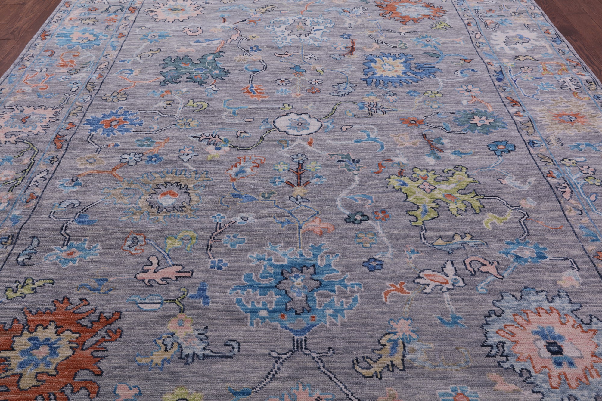 Grey Turkish Oushak Hand Knotted Wool Rug - 9' 1" X 11' 9" - Golden Nile