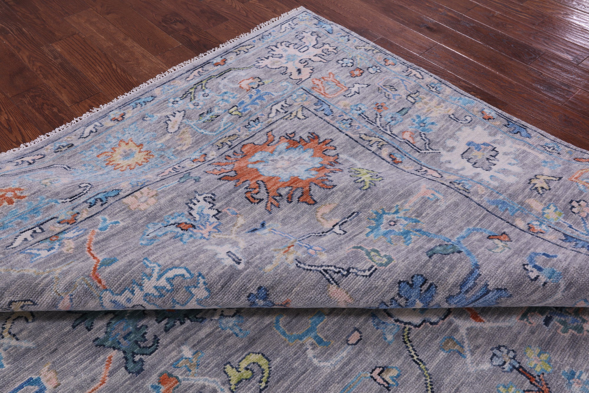 Grey Turkish Oushak Hand Knotted Wool Rug - 9' 1" X 11' 9" - Golden Nile