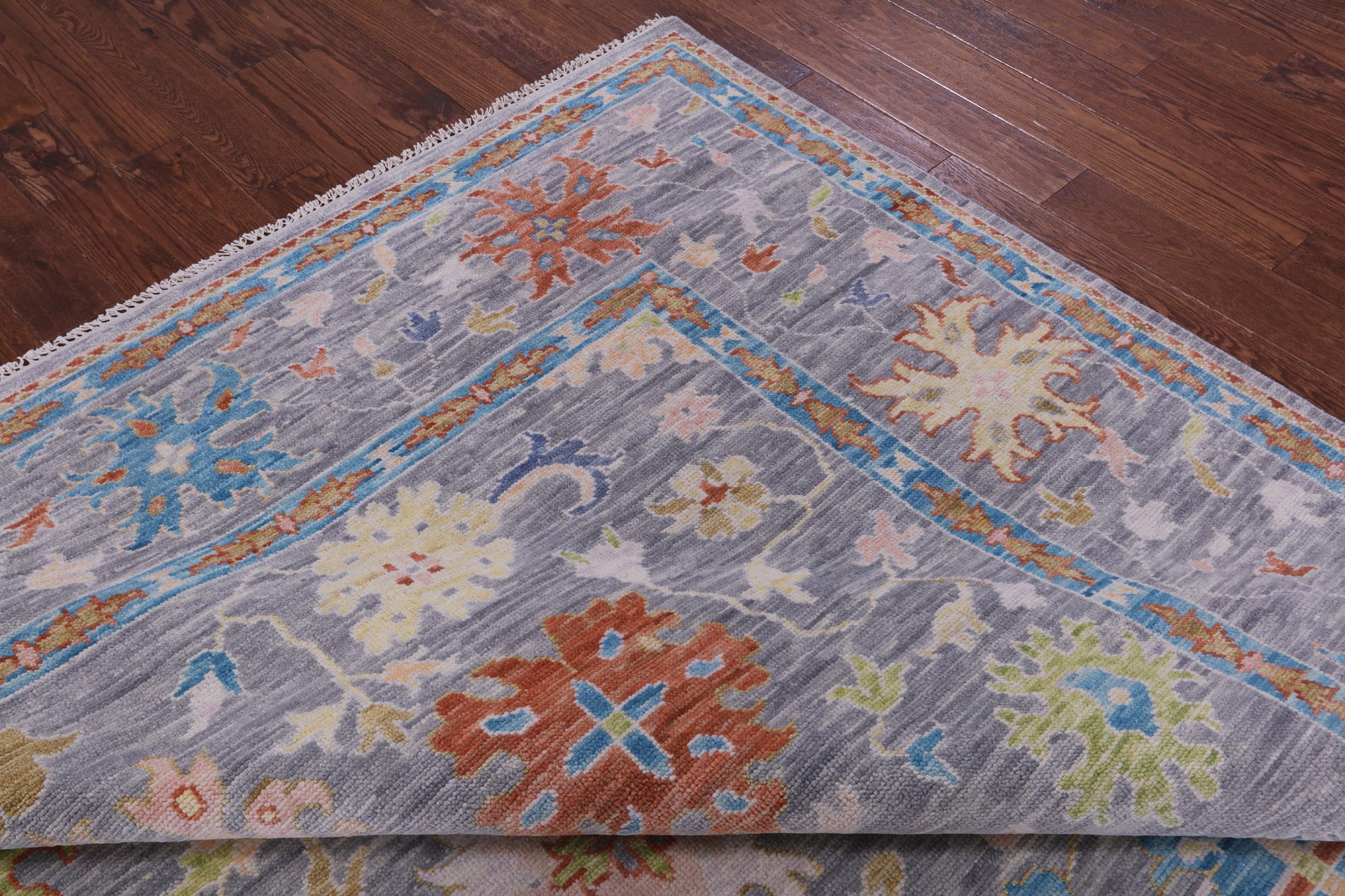 Grey Square Turkish Oushak Hand Knotted Wool Rug - 10' 1" X 10' 3" - Golden Nile